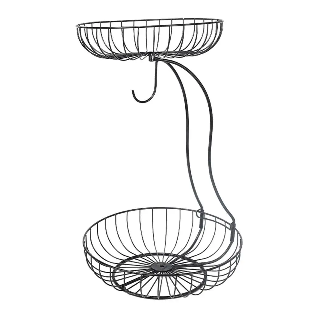  2-Tier Fruit  Holder Bowl Countertop Storage Rack Multi Use