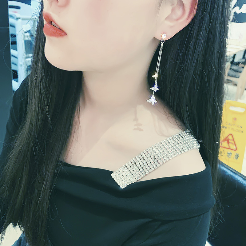 Long Crystal Tassel Butterfly Dangle Earrings 4