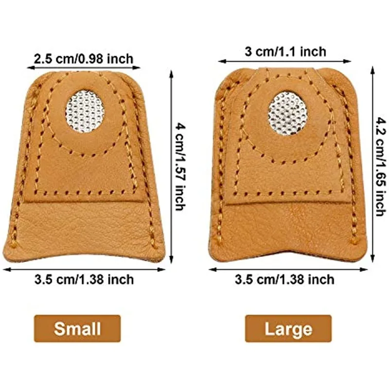 2 Stück Leder münze Fingerhut weiche künstliche Schaffell Handarbeit Finger abdeckung Spitze Quilten Fingerhut Ärmel hand gefertigte Näh werkzeuge – Detail 2