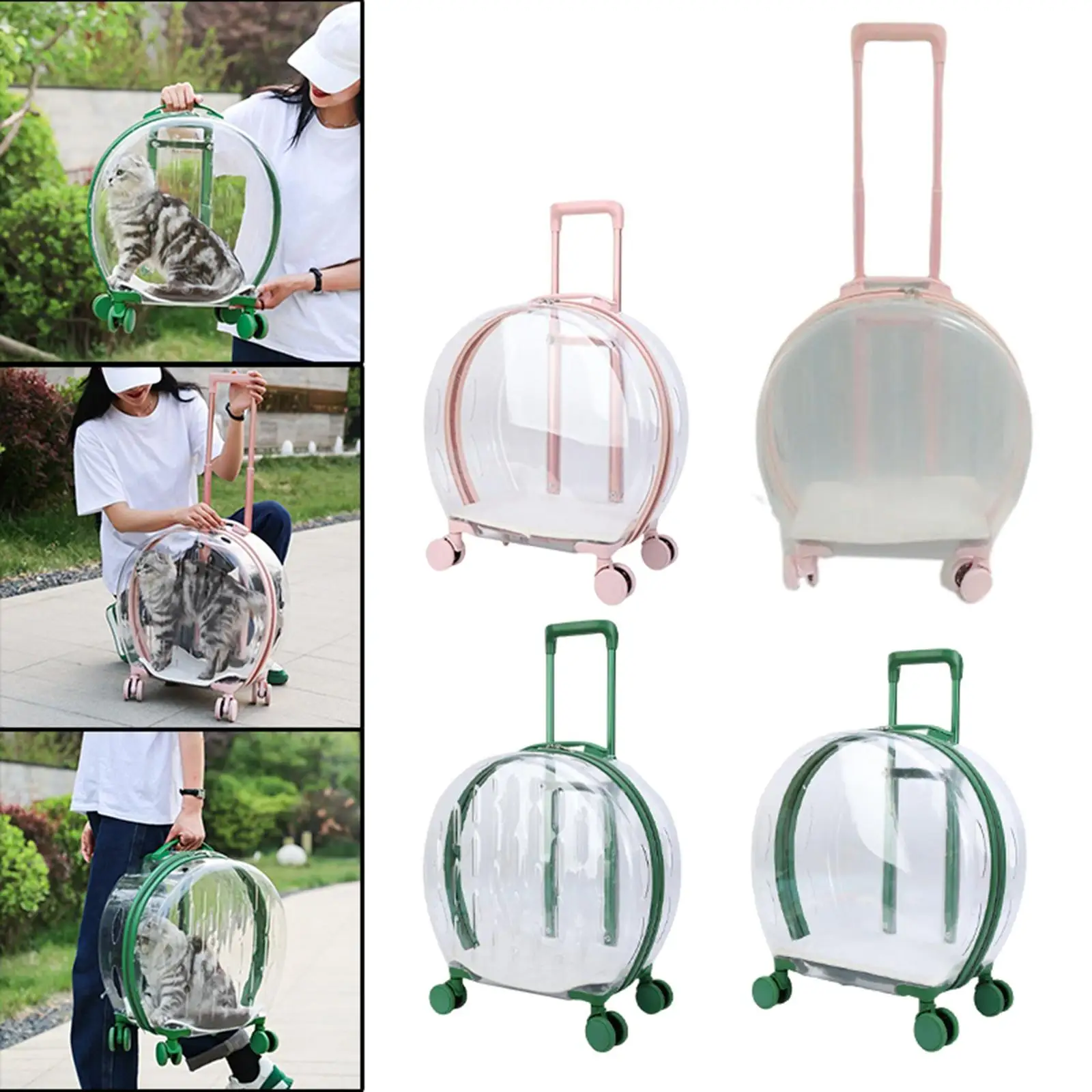 Pet Trolley Case Carrier Cats Dogs Bubble Box Transparent Carry Bag