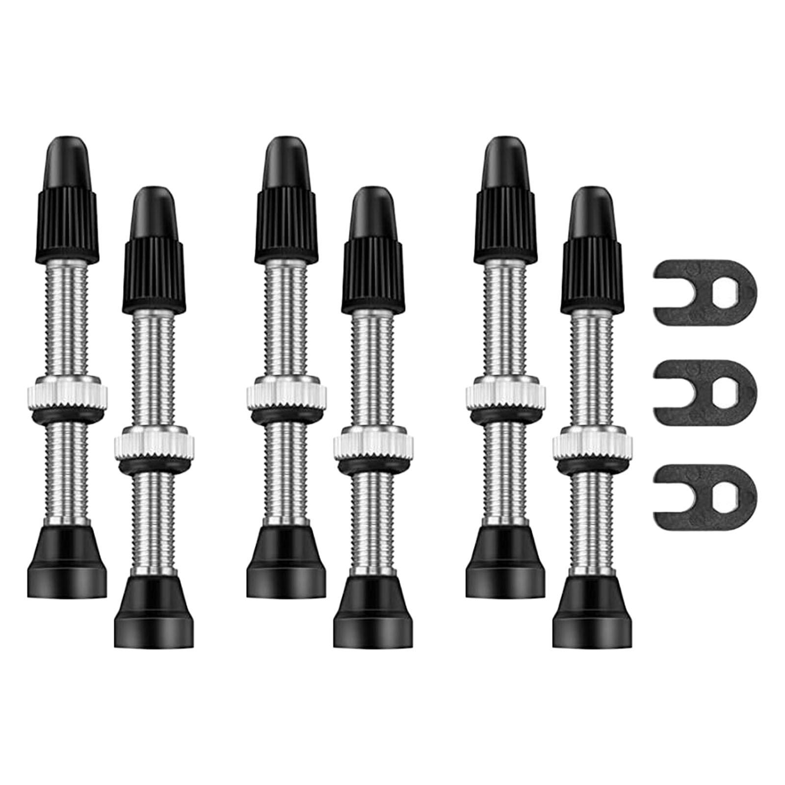 6Pcs Bike Tubeless Presta Valve with Valve Core Remover Tool & Caps