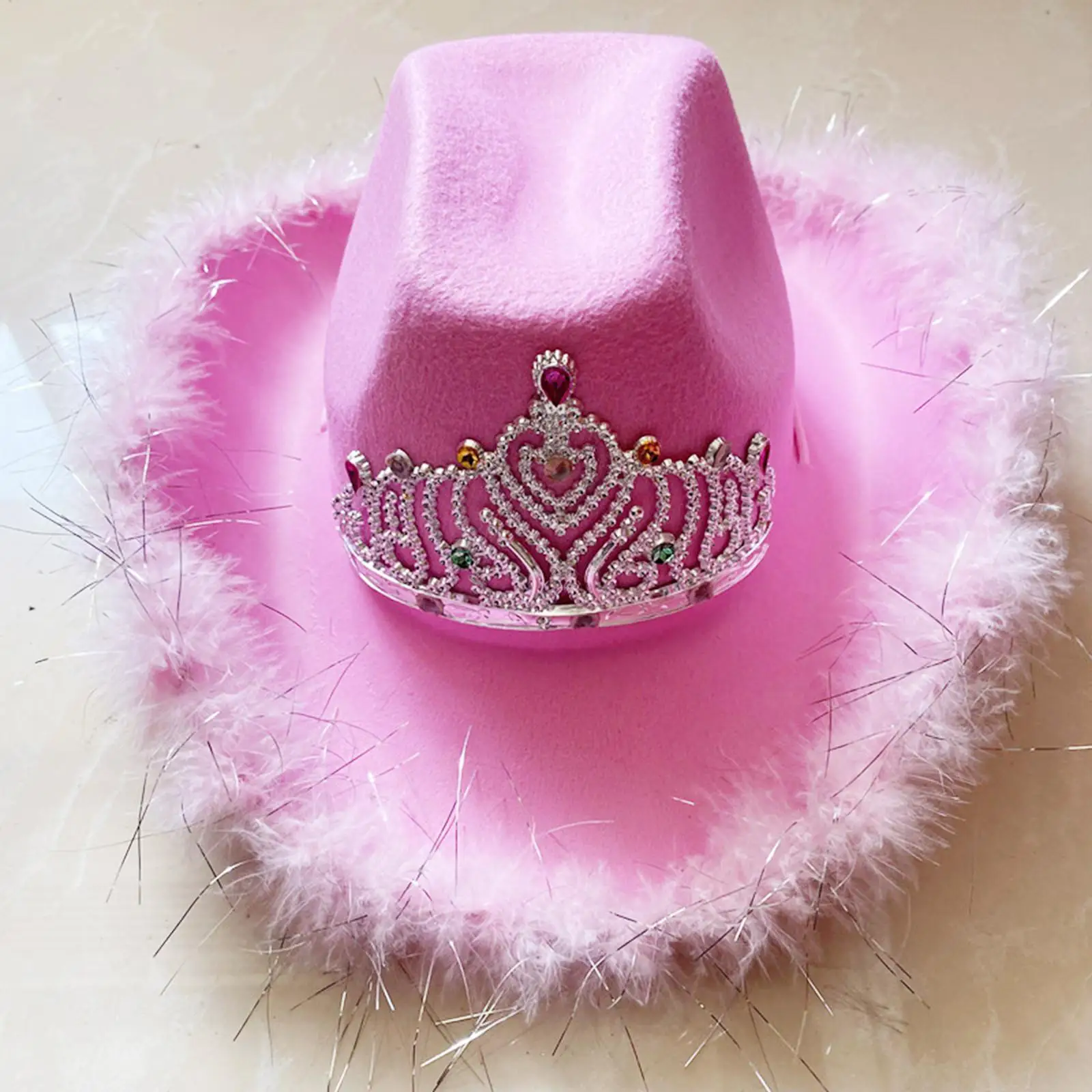 Western Cowboy Cowgirl Hat with Crown One Size Fits Most Wide Brim for Party Costume Pretend Play Decorations Women Girls