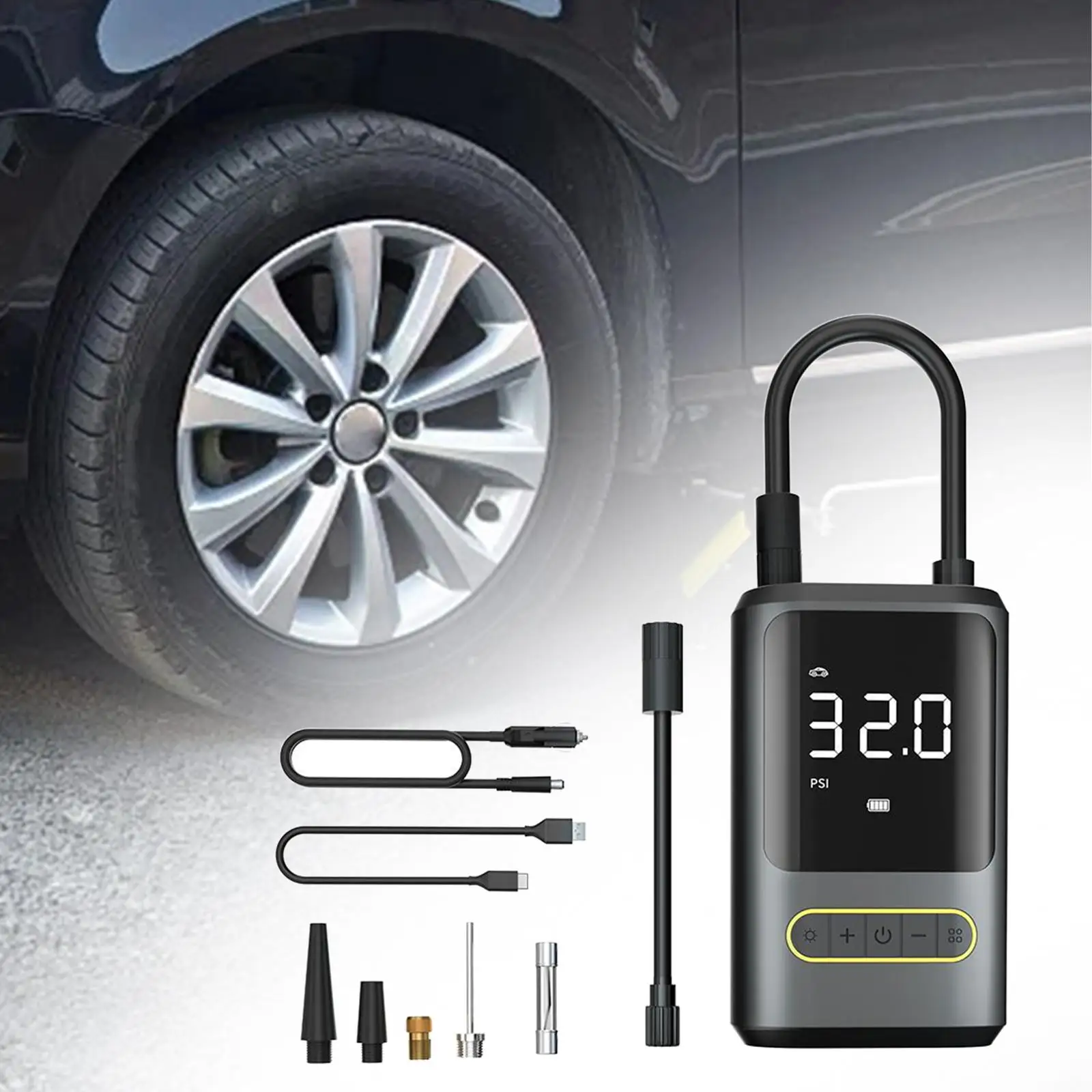 Automobile Tire Inflator Professional Mini Durable Illumination Tire Air Pump for Bicycle Balls Cars Truck Motorcycles