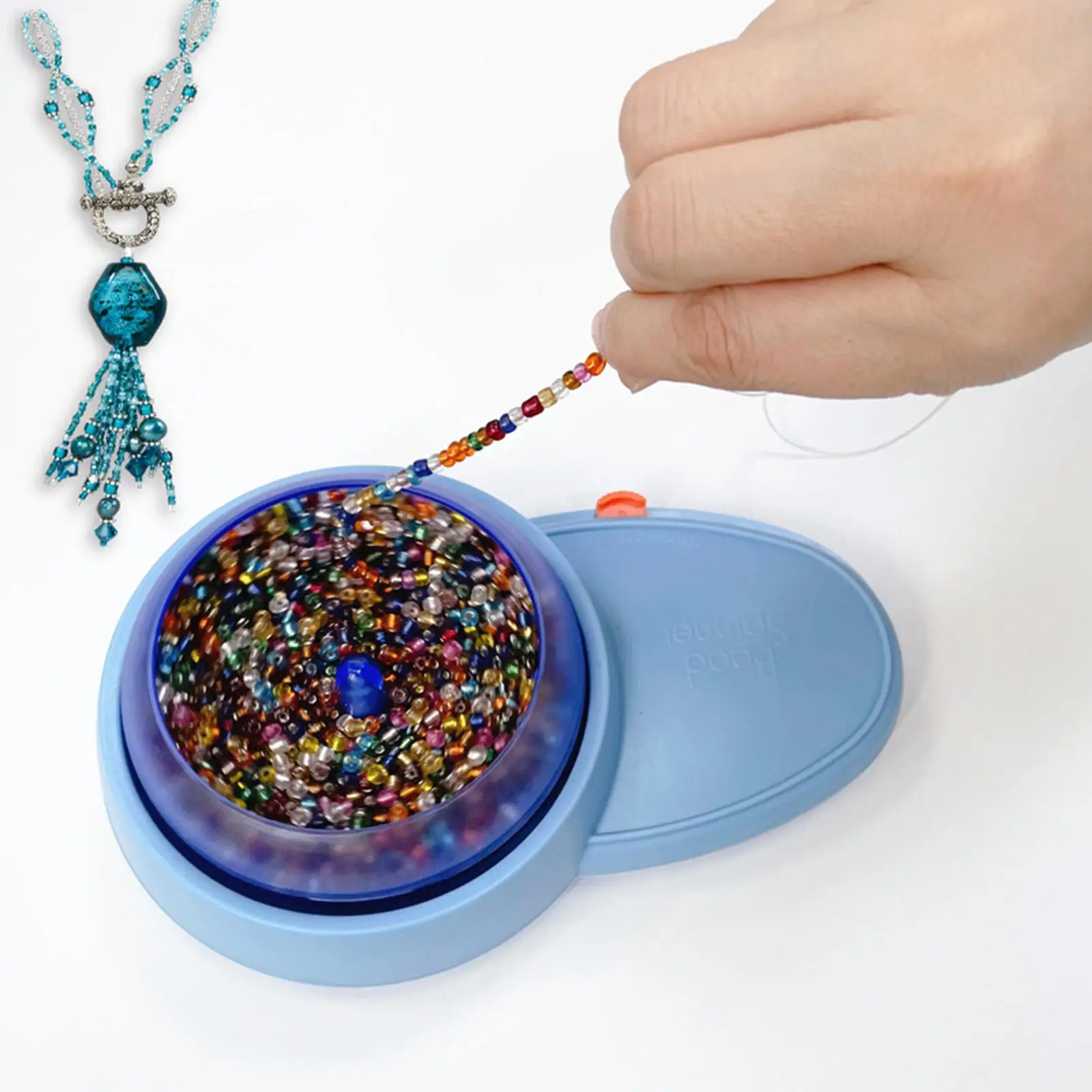 Electric Bead Spinner Spin Bead Loader with Needles Quickly Crafting Beading Bowl for Bracelets Waist Bead Jewelry Making Tool
