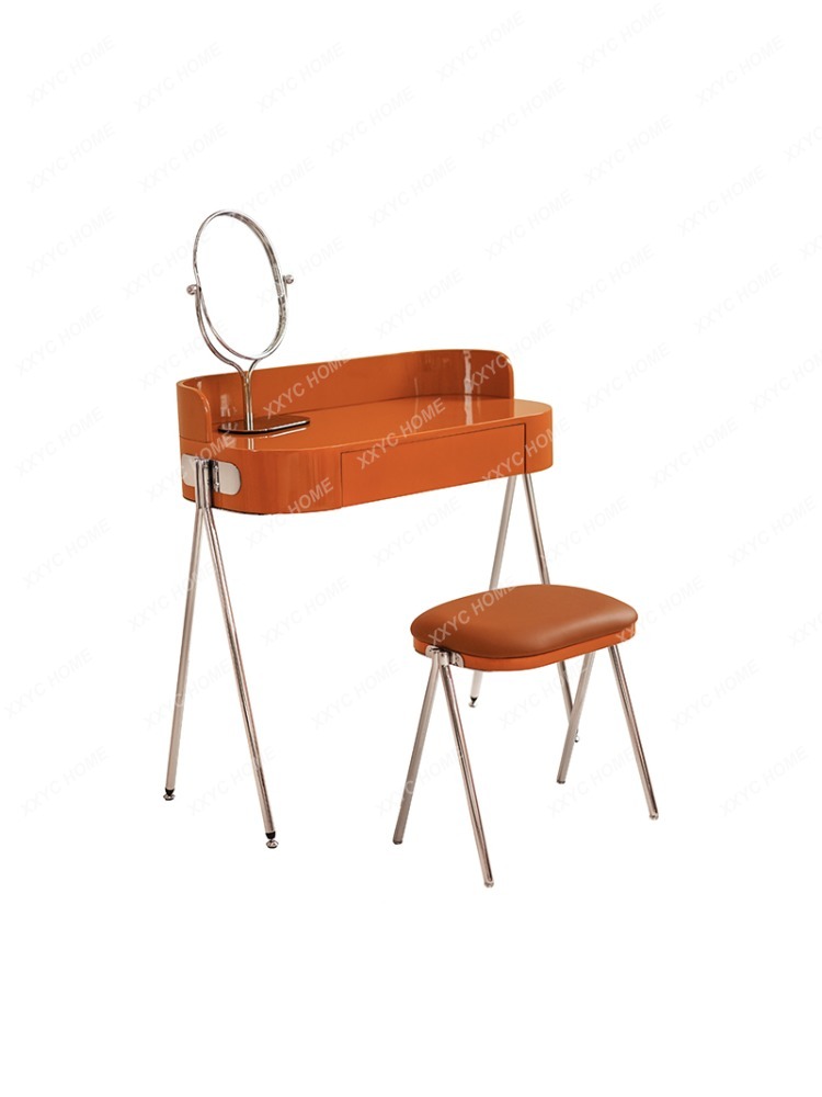 Description Picture 3 of itemLight Luxury Dresser Modern Design Makeup Table Ins Style Stainless Steel Combination Storage Table and Chair
