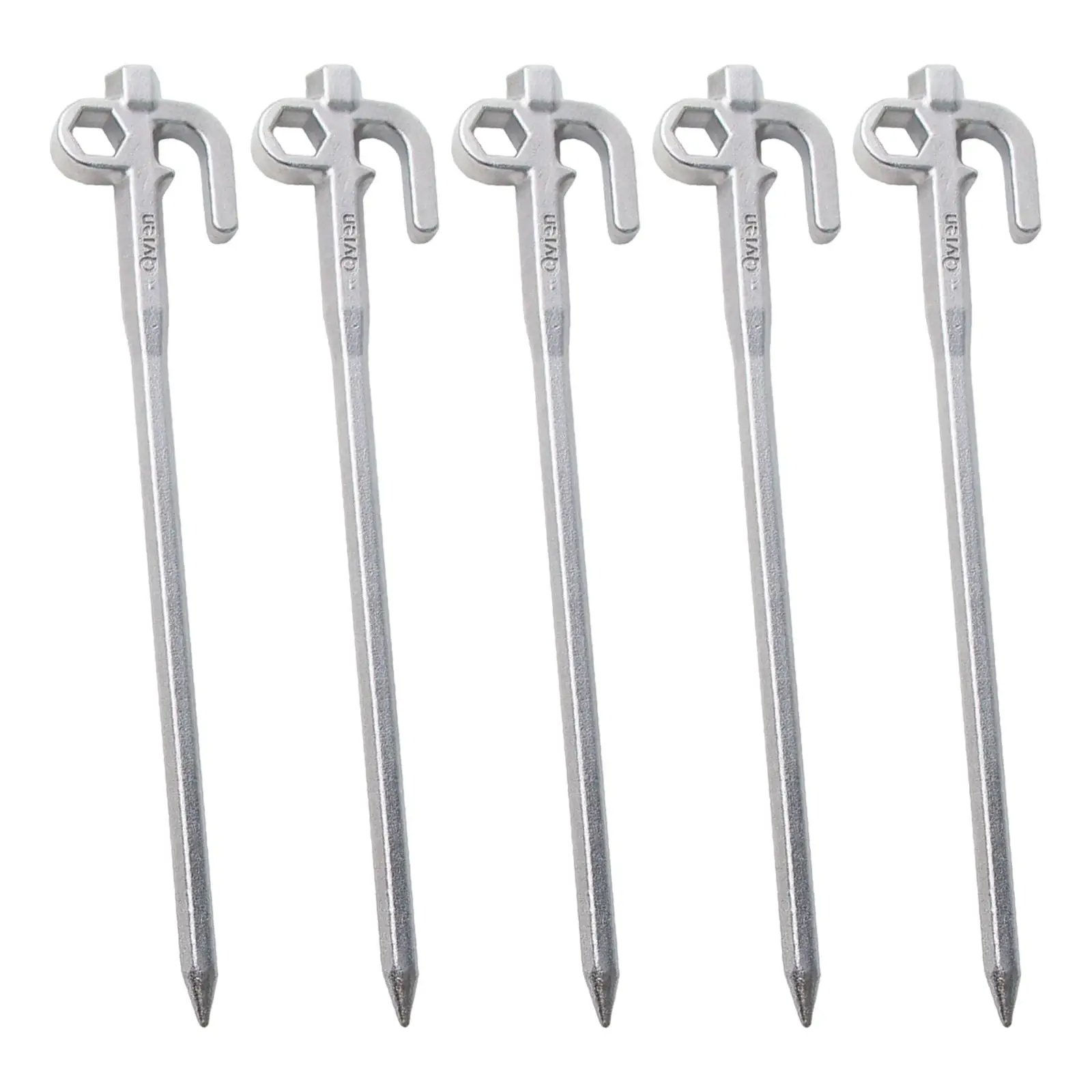 5 Pack Tent Stakes Heavy Duty Steel Tent Pegs for Camping Unbreakable and Inflexible