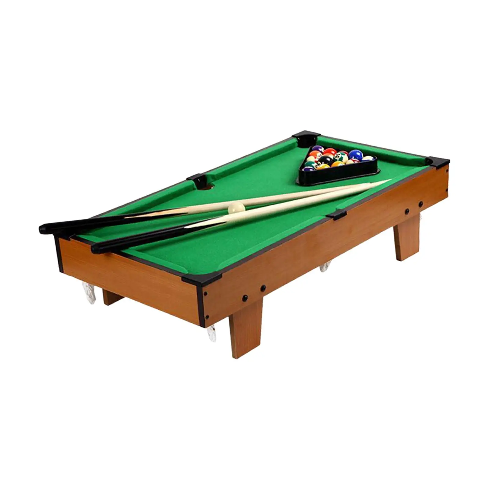 Portable Pool Table Set 15 Colorful Balls, 1 Cue Ball Chalk, Racking Triangle