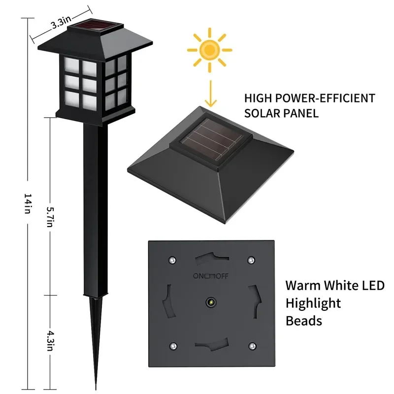 Title 3, LED Solar Pathway Lights Lawn Lamp Outdoor Sola...