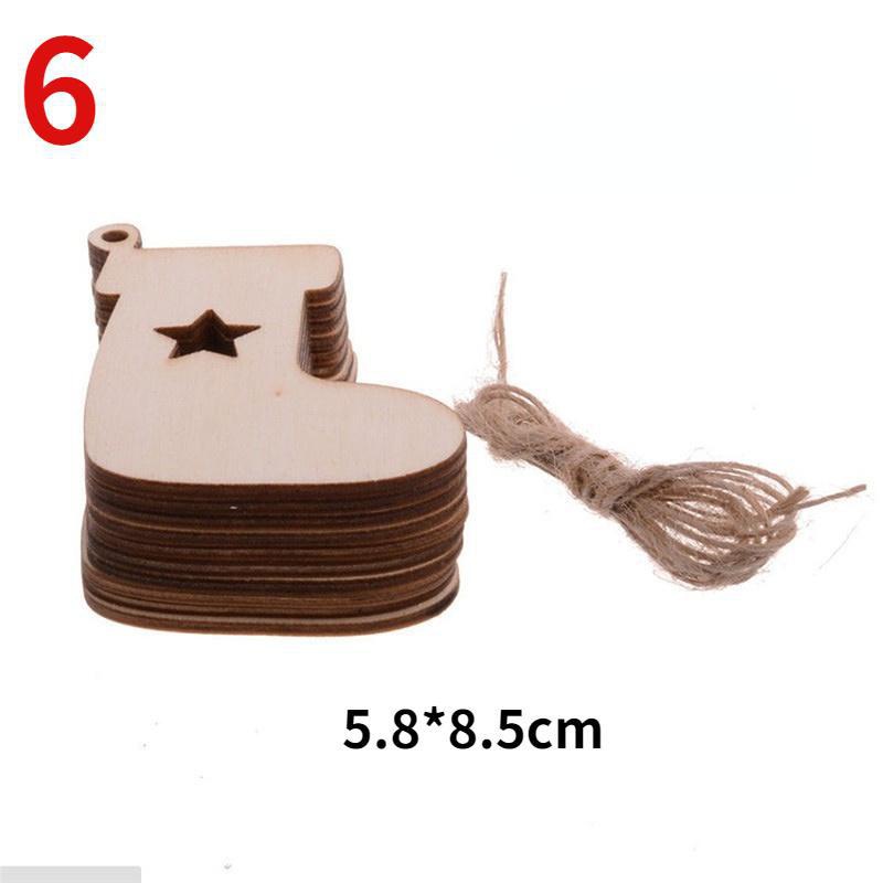 10 Teile/beutel Holz Weihnachtsdekorationen Kreative Weihnachtsbaum Anhänger Urlaub Party Zuhause DIY Dekoration – Detail 6