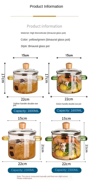 Thick Bottom Pots Fine Stewed Dial Cooking Pots Glass Band Cover Clear  Cooking Ustenes Of Cuisine Double Ear Handle Glass Pan - Cookware Sets -  AliExpress