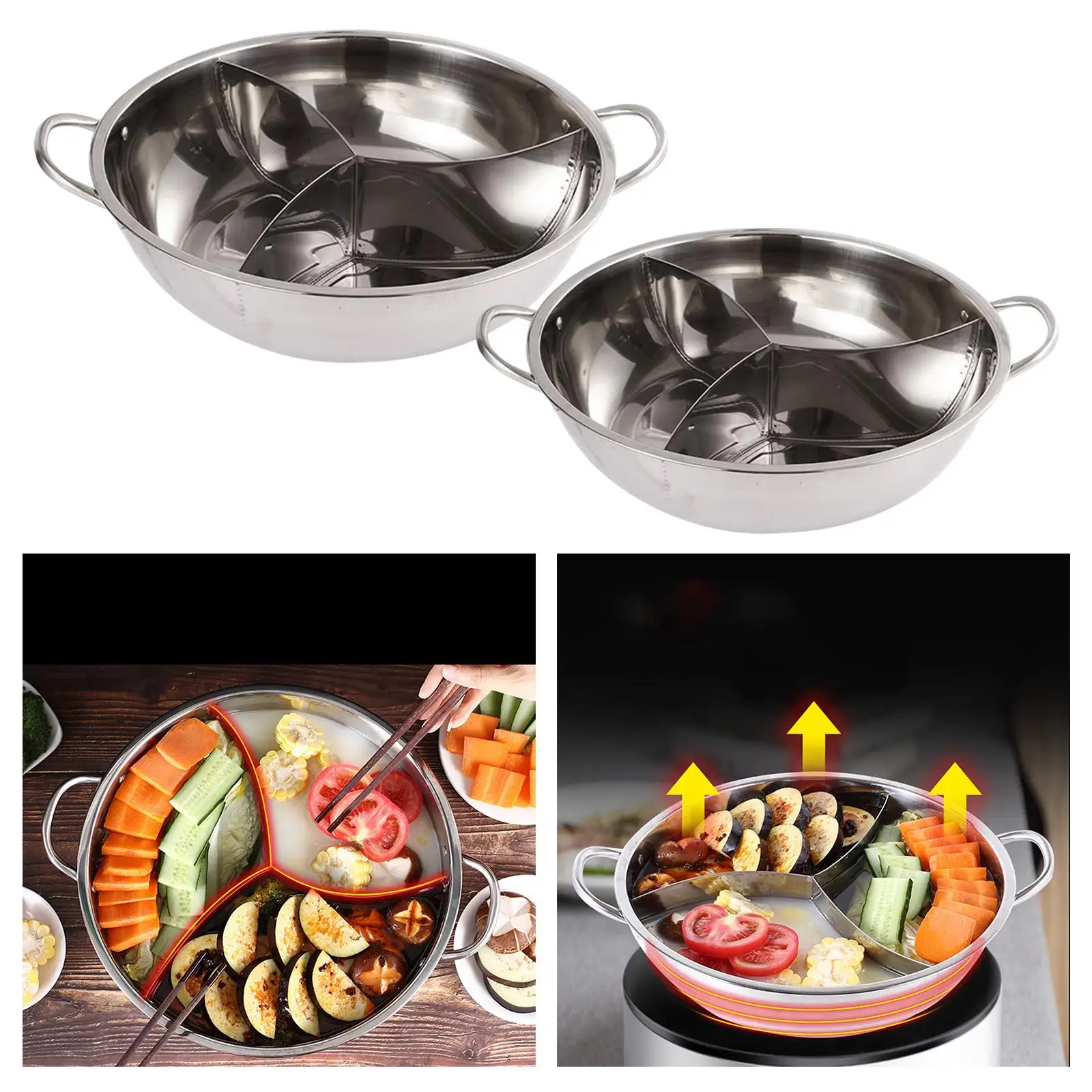 Household Hot Pot Induction Cookware with Divider for Restaurant Home Hotel