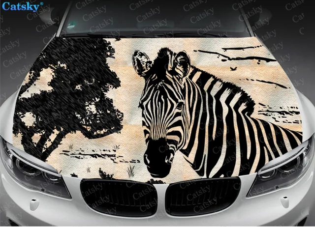 Animal - Zebra Print Car Hood Vinyl Stickers Wrap Vinyl Film Engine Cover Decals  Sticker on Car Auto Accessories - AliExpress