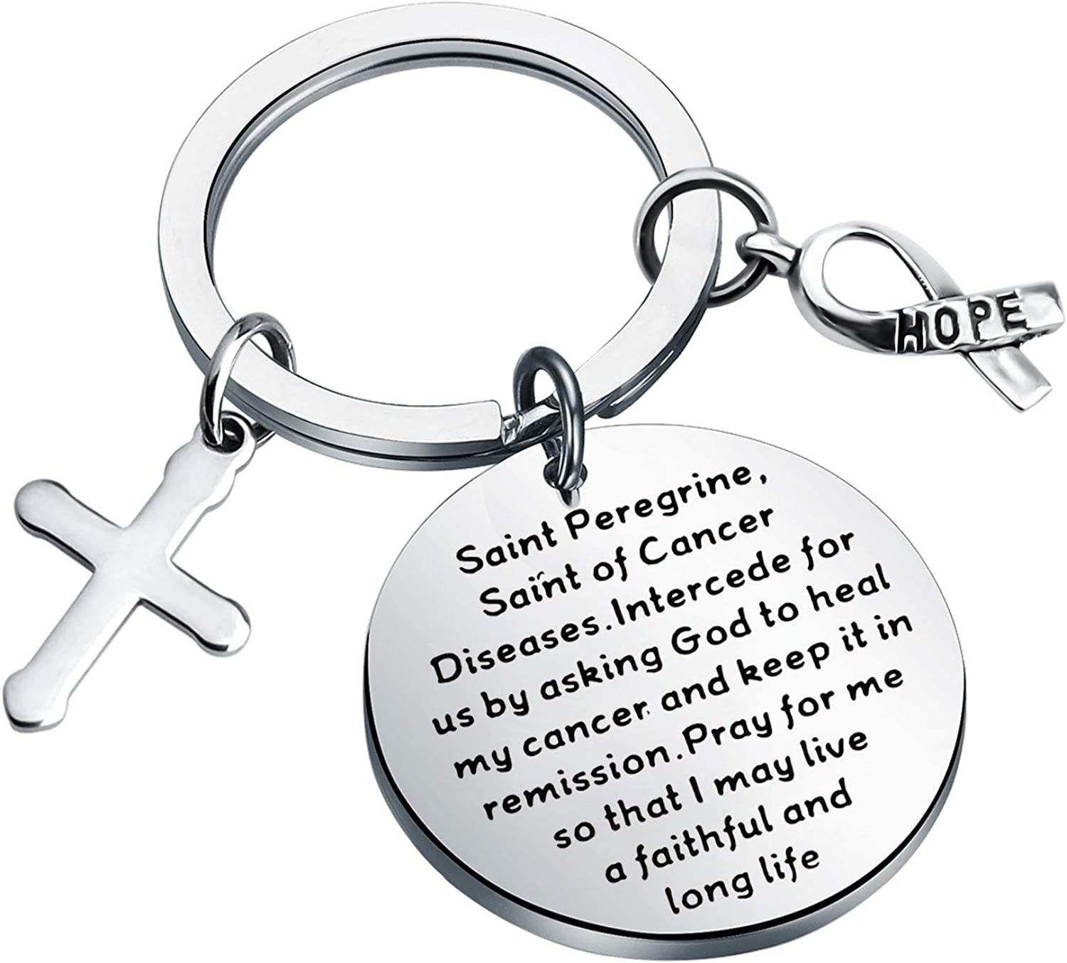 Patron von Krebs Saint Keychain Peregrine Schmuck Krebs Kämpfer Geschenk Recovery Geschenk Krebs Gebet Keychain Krebs Survivor Geschenk – Detail 1