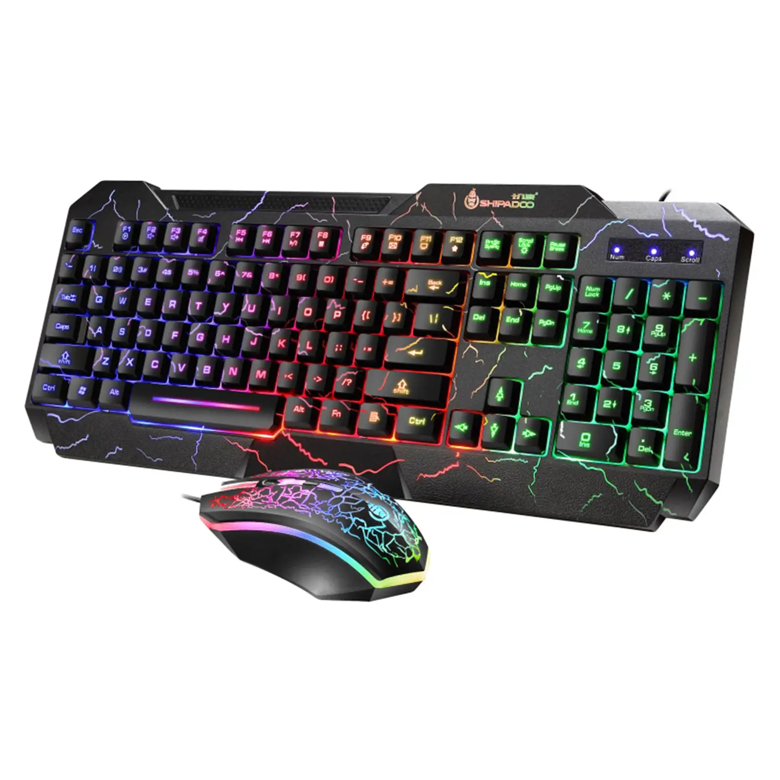 Mechanical Gaming Keyboard Combo, Rainbow LED Backlit, USB Keyboard Compatible with Windows PC Computer Gamer Black