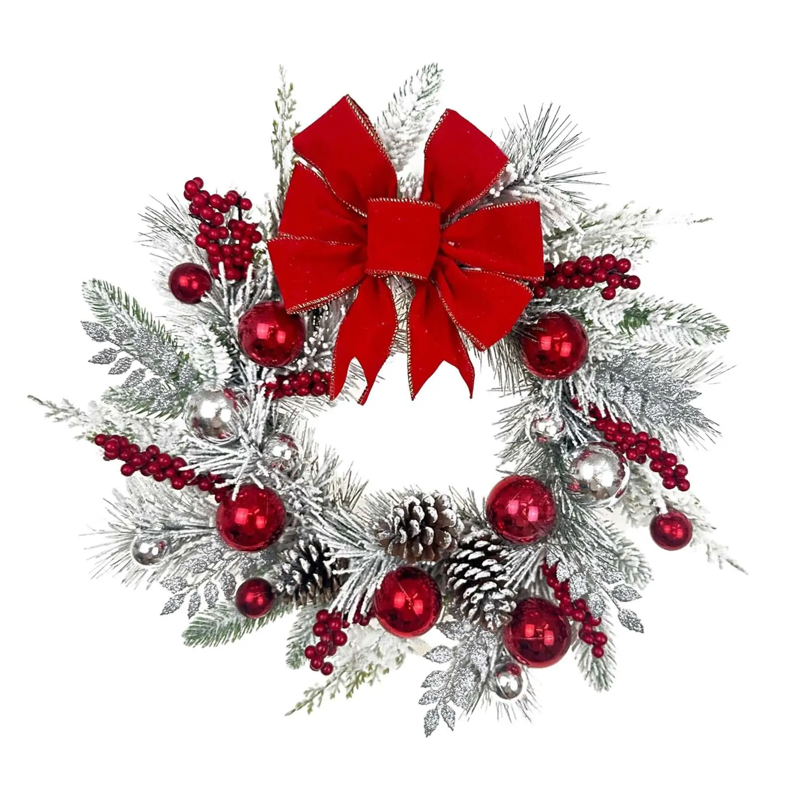 Christmas Wreath Decorative Realistic Hanging Ornament Garland Front Door Winter Wreath for House Office Wedding Xmas Decor