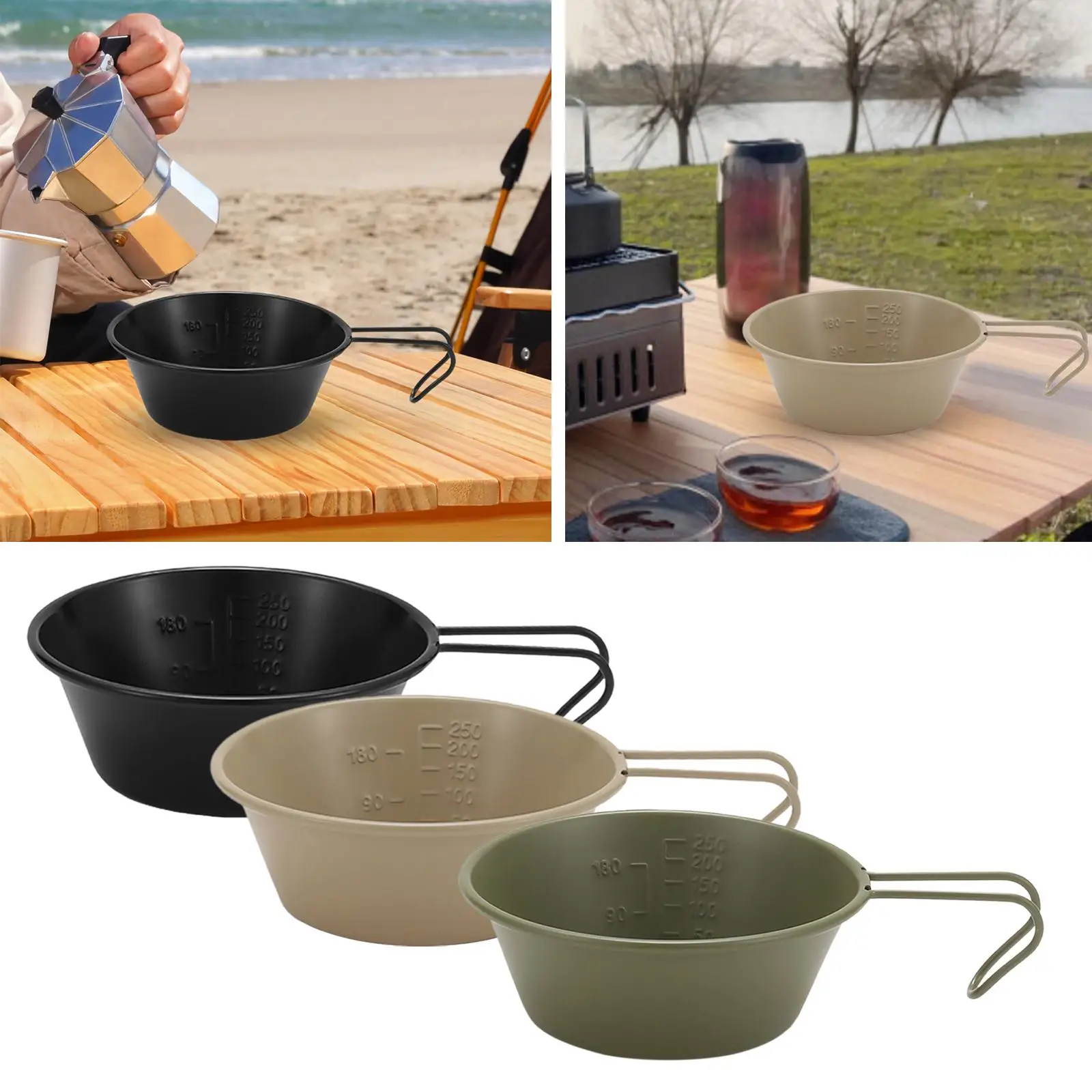 Stainless Steel Bowl Outdoor Cookware Beach Cooking Traveling Camping Cups