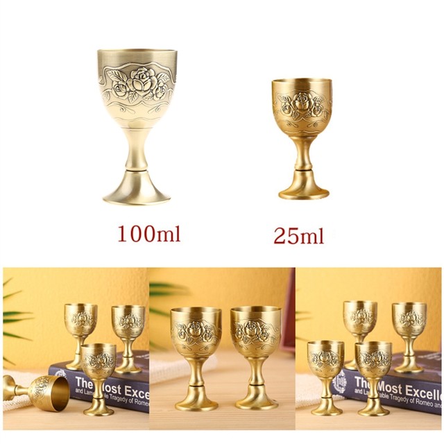 Antique Bronze Metal Wine Cup Russian Goblet Small Wine Glass Carving  Pattern Vintage Drinkware - Cups & Saucers - AliExpress