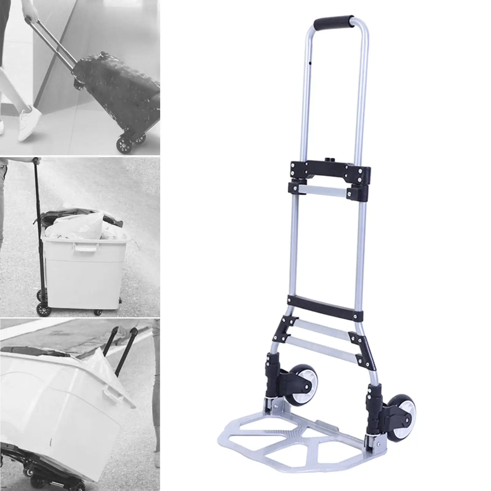 Folding Hand Truck, Folding Luggage Trolley, Foldable Roller Shopping Trolley, for Household