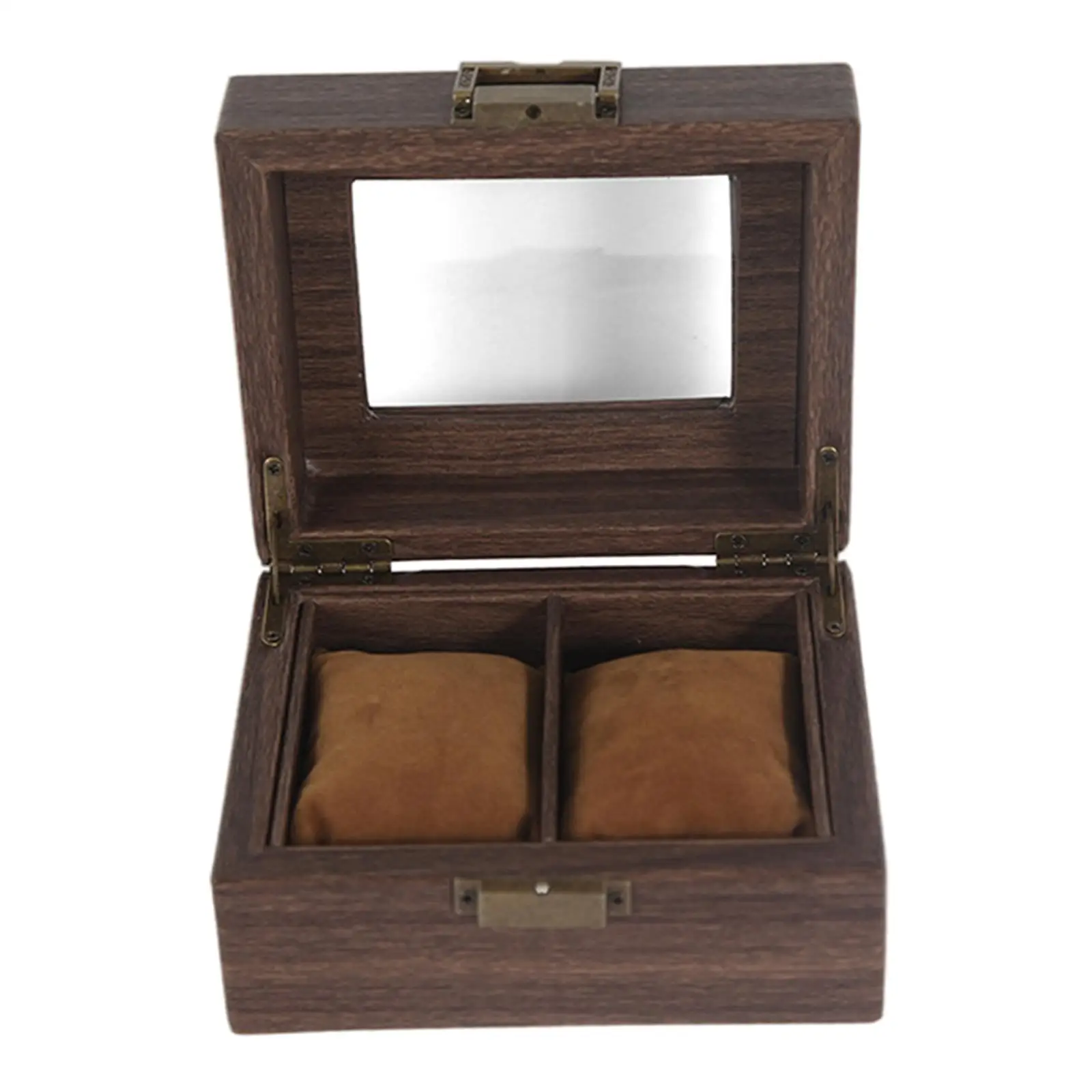 Watch Display Case and Lock Portable W/Clear Top Wooden 2 Slot Jewelry Organizer Wrist Storage Box for Gifts Men Women