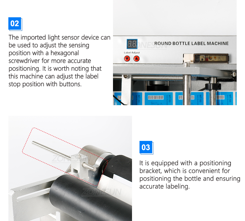 ZONEUN LT-50 Semi-Automatic Sticker Round Bottle Labeler Tube Can Labeling Machine Customized Labeling For Spray bottle
