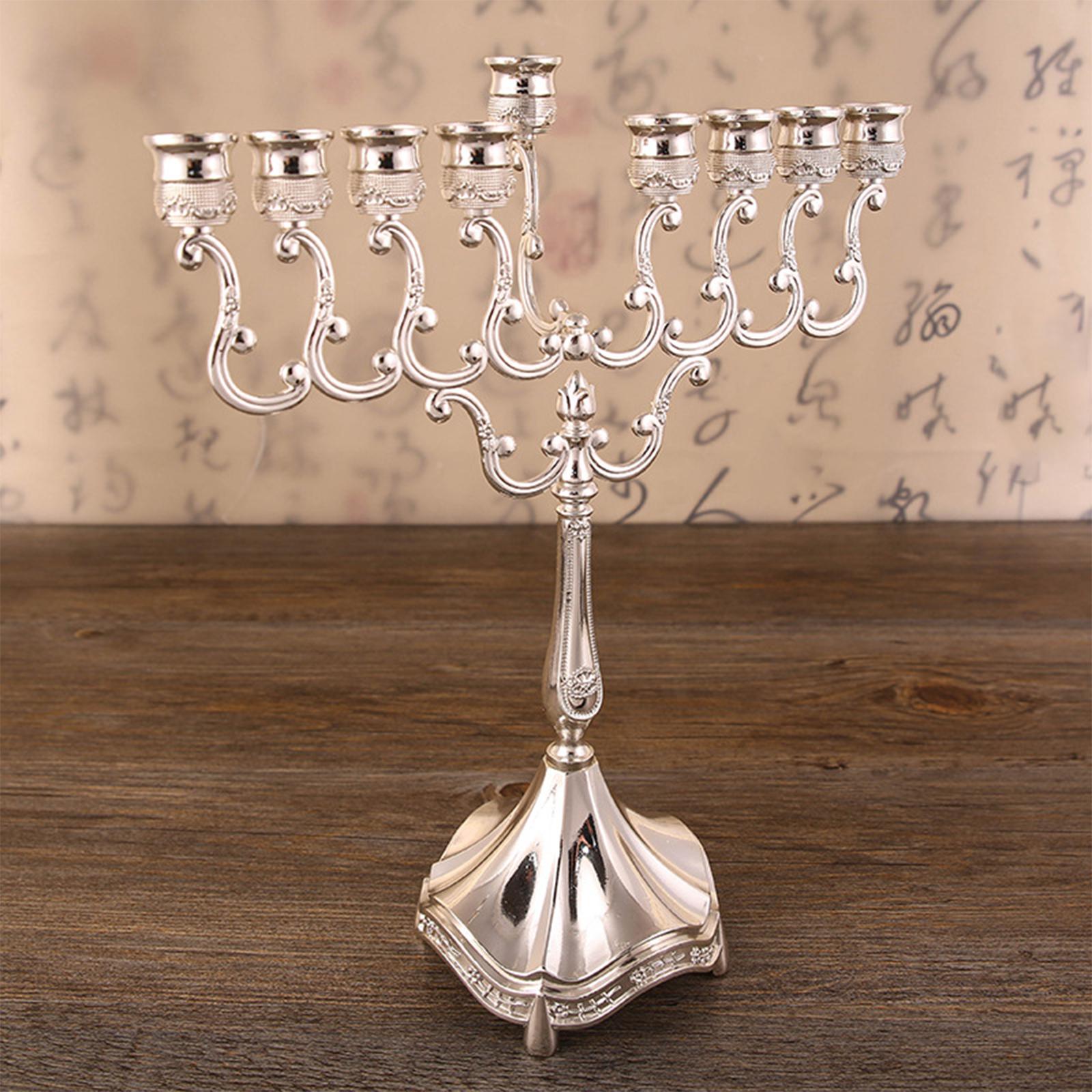 9 Branches Candle Holder Candlestick Living Room Pillar Candle Stand Metal Candelabra Hanukkah Menorah for Home Decor Ornaments