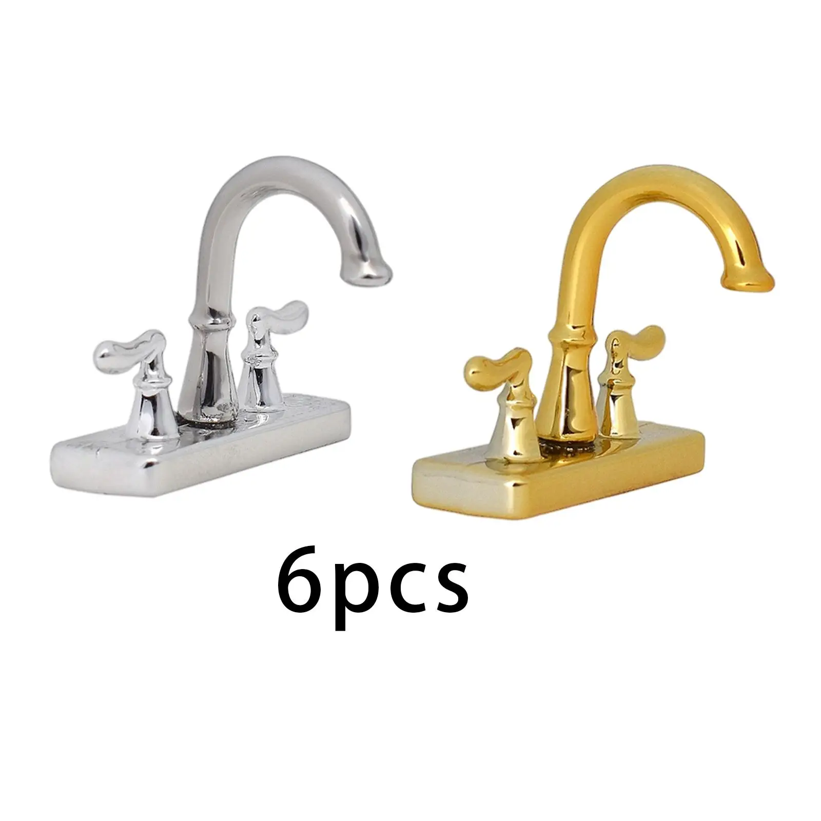 6 Pieces Simulated Double Opener Faucet Photography Props :12 Scale  for Doll   Children