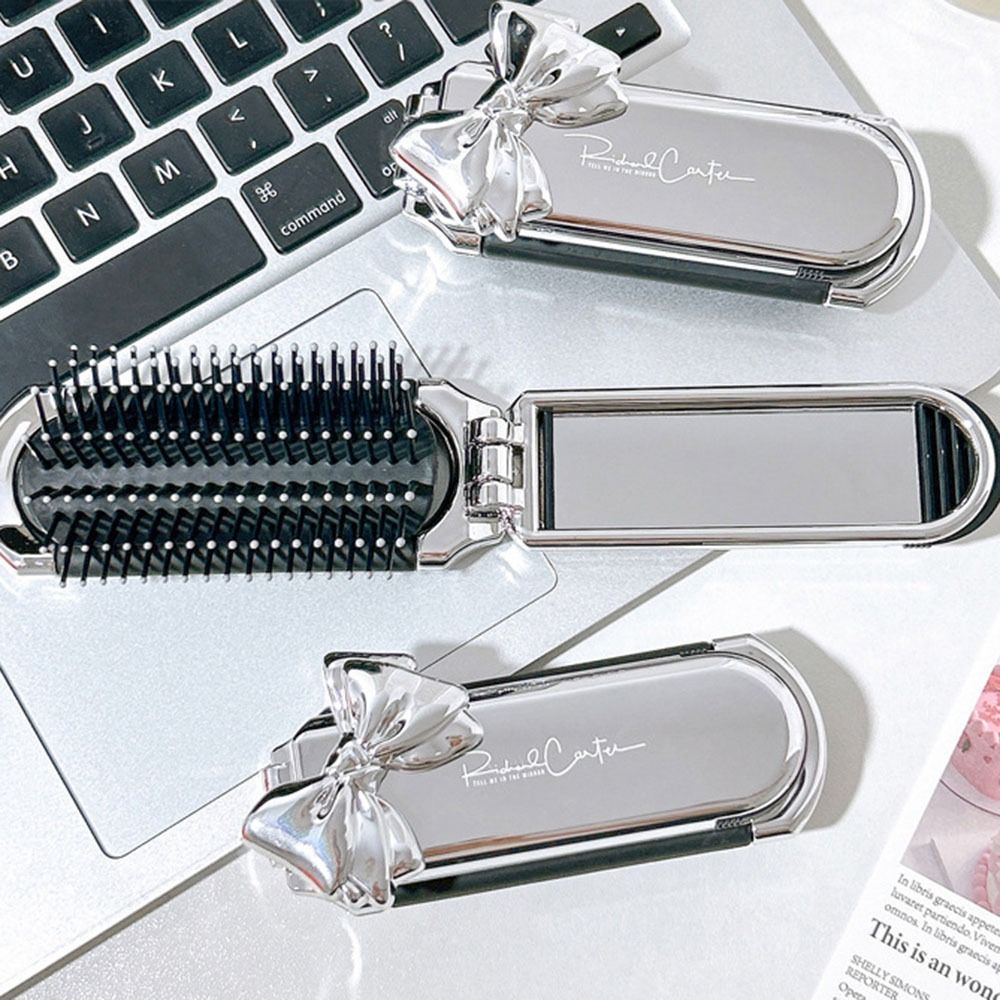 Best of Mini 2 In 1 Comb Mirror Set Gift Cartoon Bowknot Air Bag Hair Brush Square Cute Air Cushion Combs Children Girl Reviews & Tips