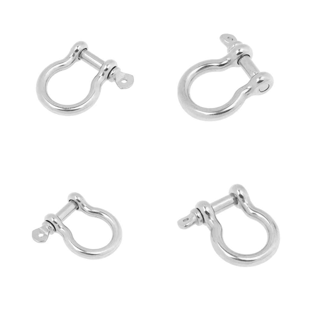 4pcs 6mm & 5mm Shackle Clevis D Ring & Pin Anchor Chain Rope Cable Rigging