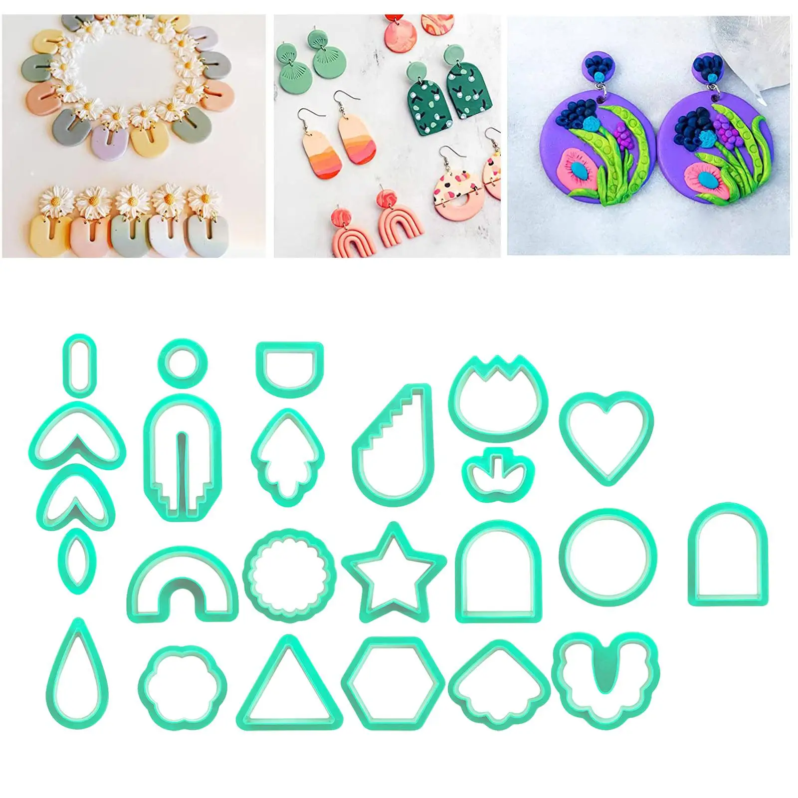 24 Pieces Cutter for Polymer Clay Earrings Different Shape 24 Shapes Geometric Earring Making Kit for Stylish Gift Making