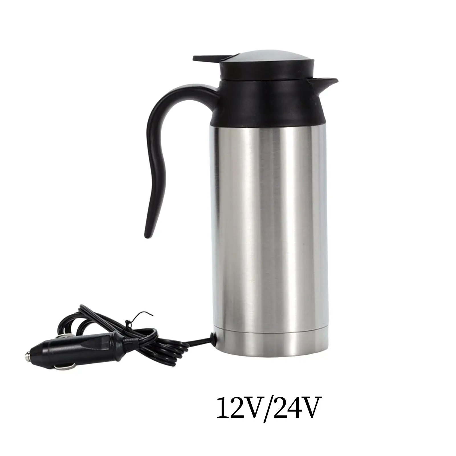 Portable 750ml Stainless Steel Electric Car Kettle Heating Cup Easily Clean ,Good Sealing Performance to Keep Water Warm