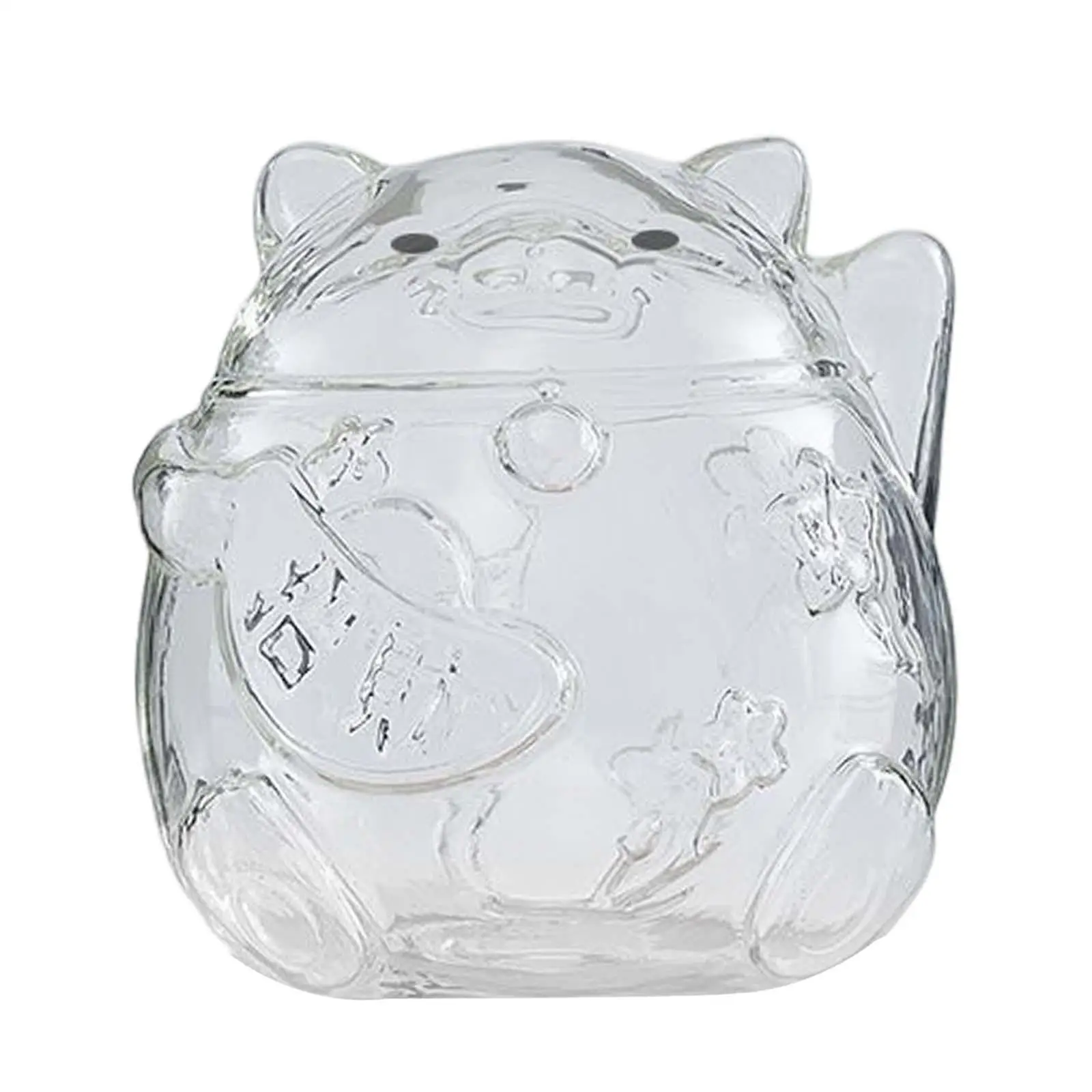 Clear Lucky Cat Piggy Bank Money Box Ornaments Glass for Girls Gift Children
