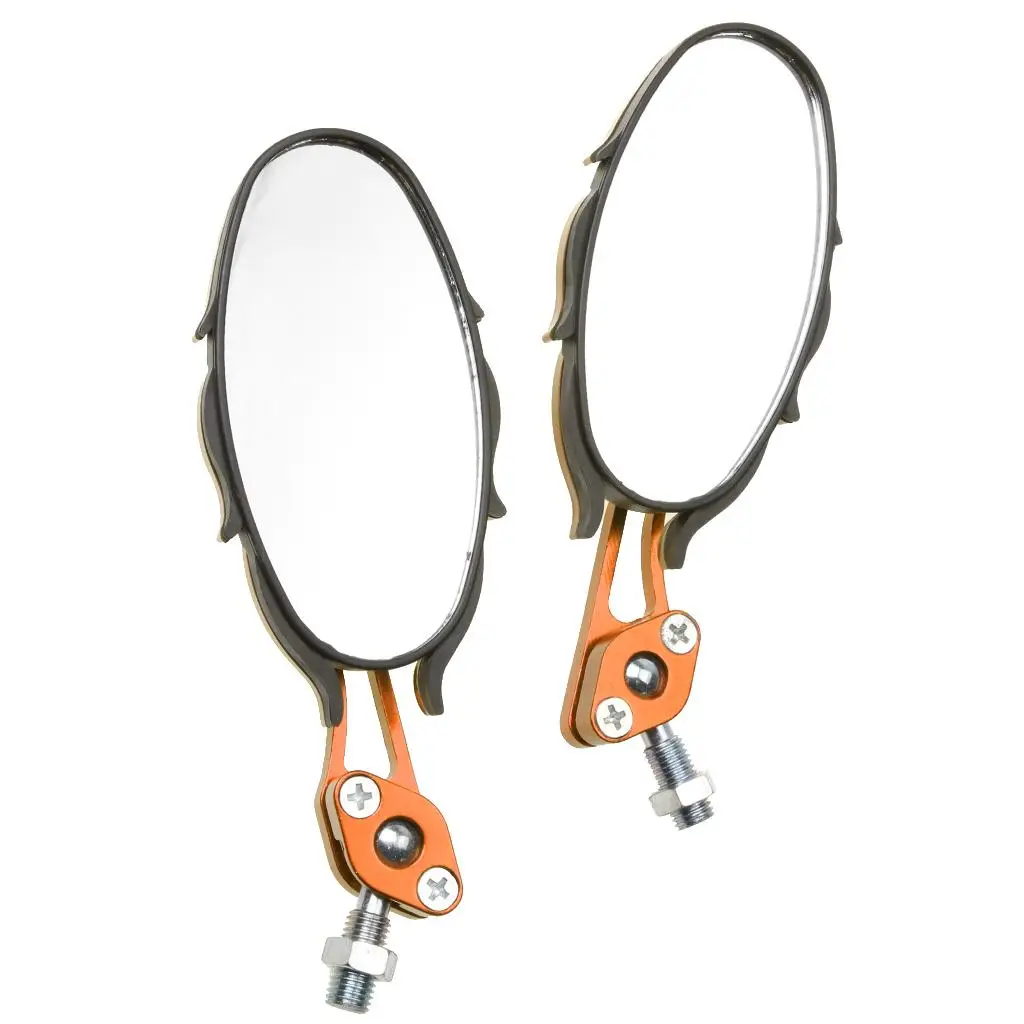 2pcs 10mm Motorcycle Motorbike Scooter Fire Shape Rear View Mirrors Side Mirrors