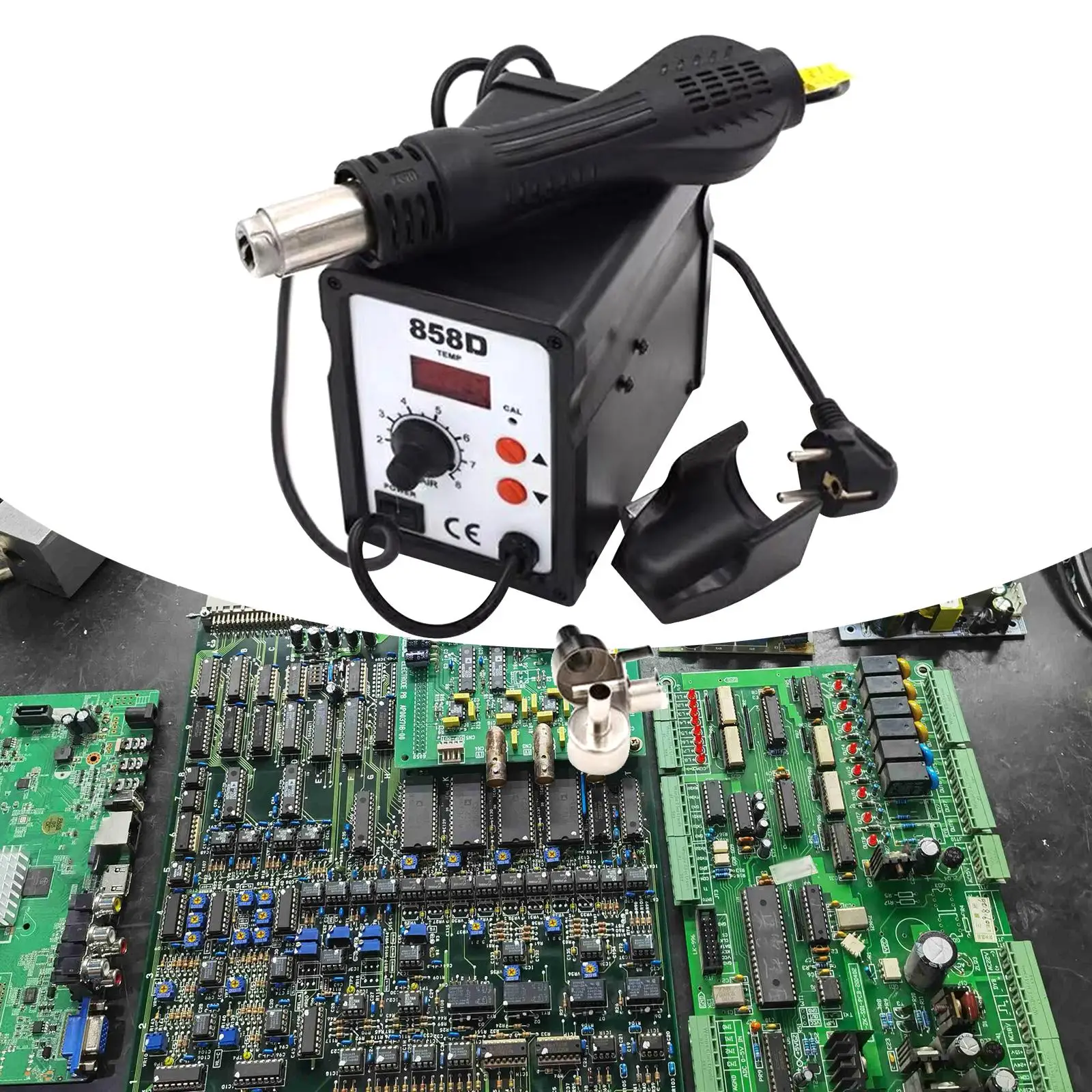 Hot Air Reflow Adjustable Soldering Replacing Nozzle Fast Heating Adjustable 858D Hot Air Reworks Station for Repairing Phone