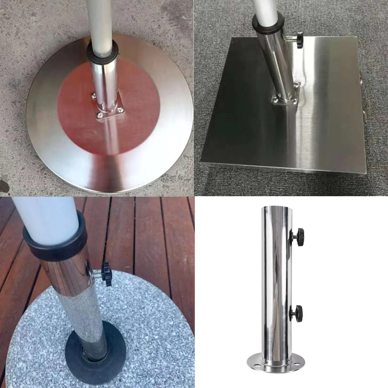 Deck Umbrella Base Stand Parasol Sun Shelter Stainless Steel Sun Umbrella Holder for Courtyard Docks Backyard Garden Yard