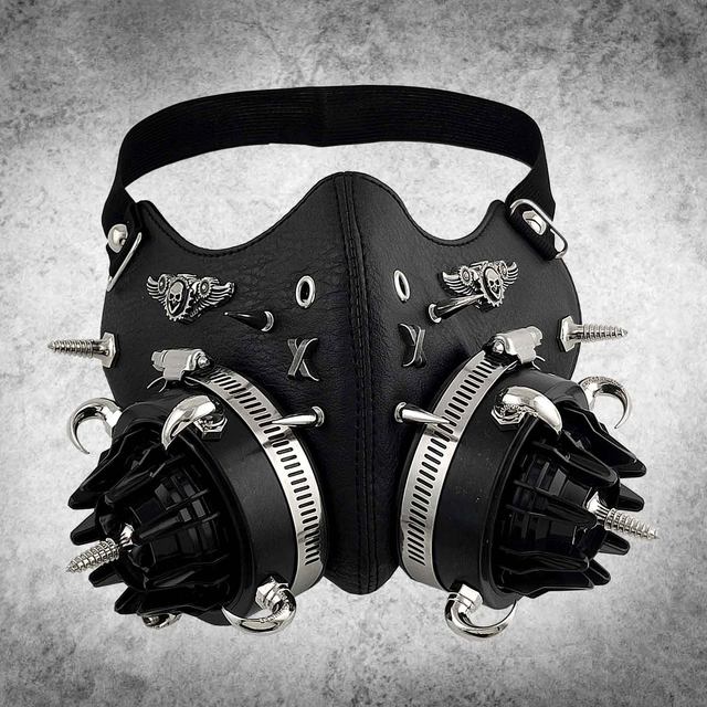 Rivet Feather Skull Mask Steampunk Gothic Gas Mask with Goggles