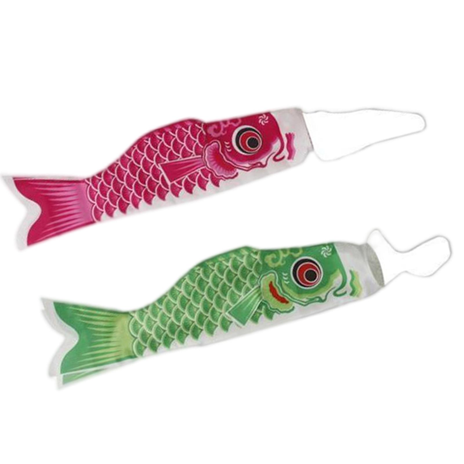 2Pcs Japanese Windsock Carp Flag Koi Nobori Sailfish Red 55cm Green 55cm