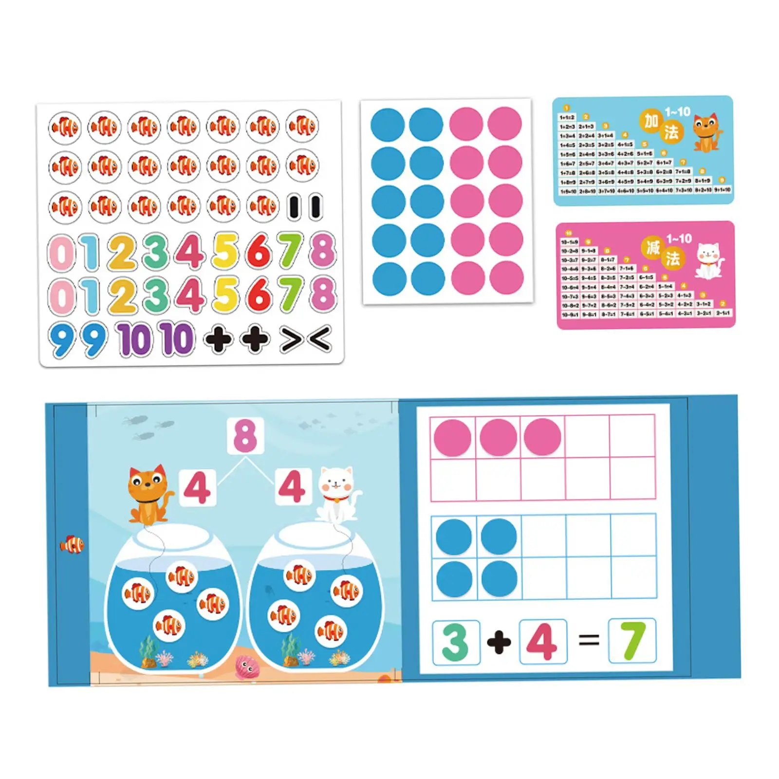 Ten Frame Set Montessori Number Counting Early Educational Toy Counting Toy for Kindergarten Home Elementary Kids Toddlers
