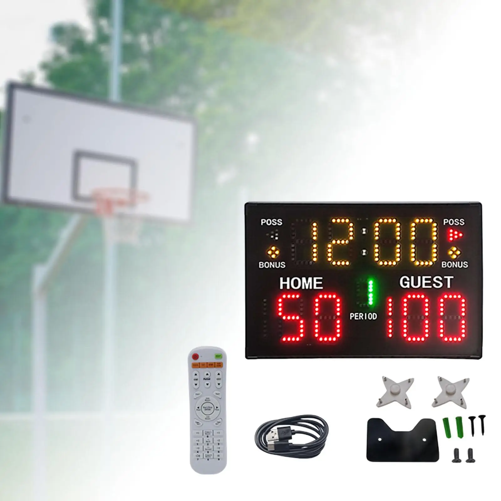 Digital Scoreboard Wall Hanging Portable with Remote Score Keeper Electronic Scoreboard for Volleyball Outdoor Tennis Boxing
