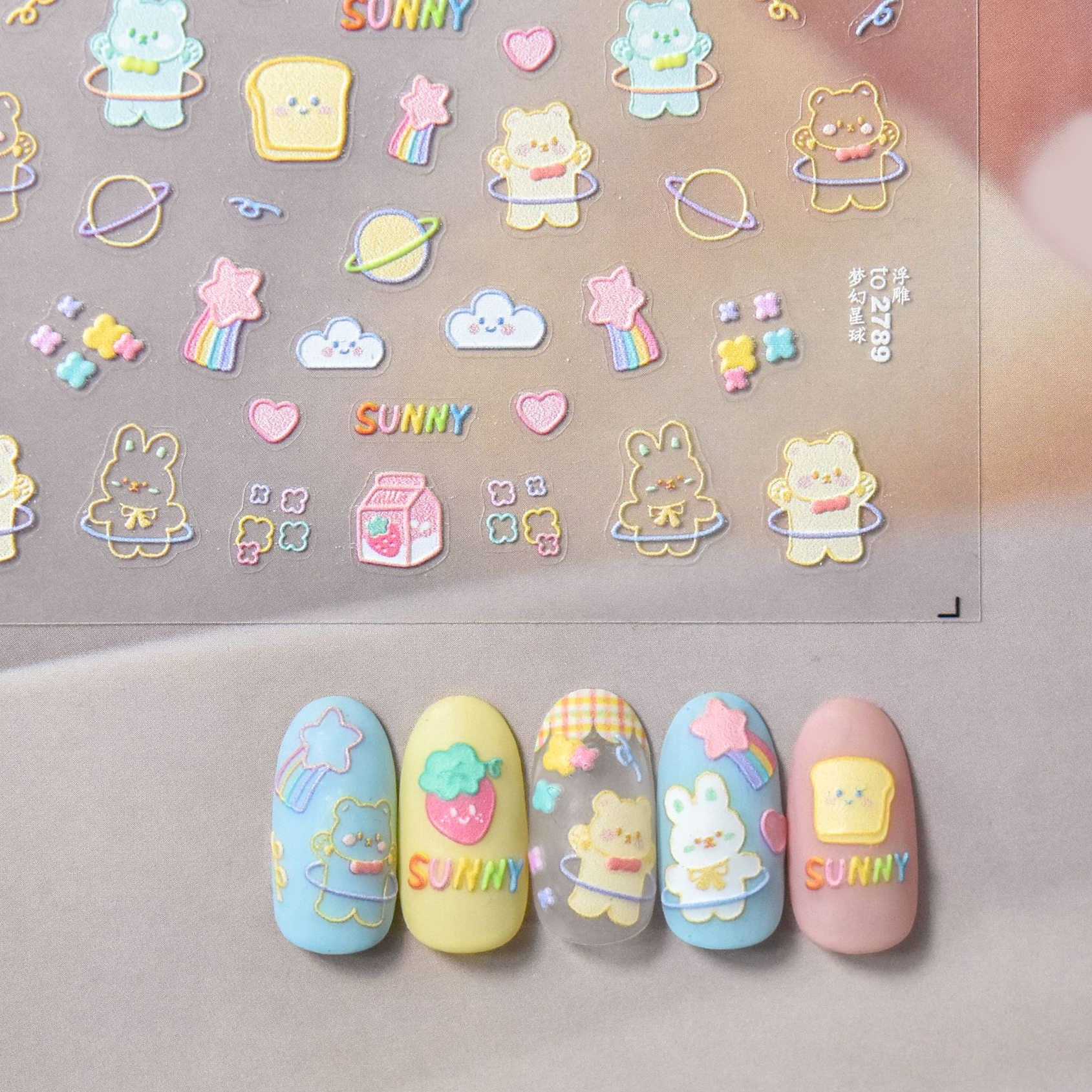 Best of Cute Bunny Bear Strawberry Planet Cartoon 5D Soft Embossed Reliefs Self Adhesive Nail Art Stickers Lovely 3D Manicure Decals Reviews & Tips