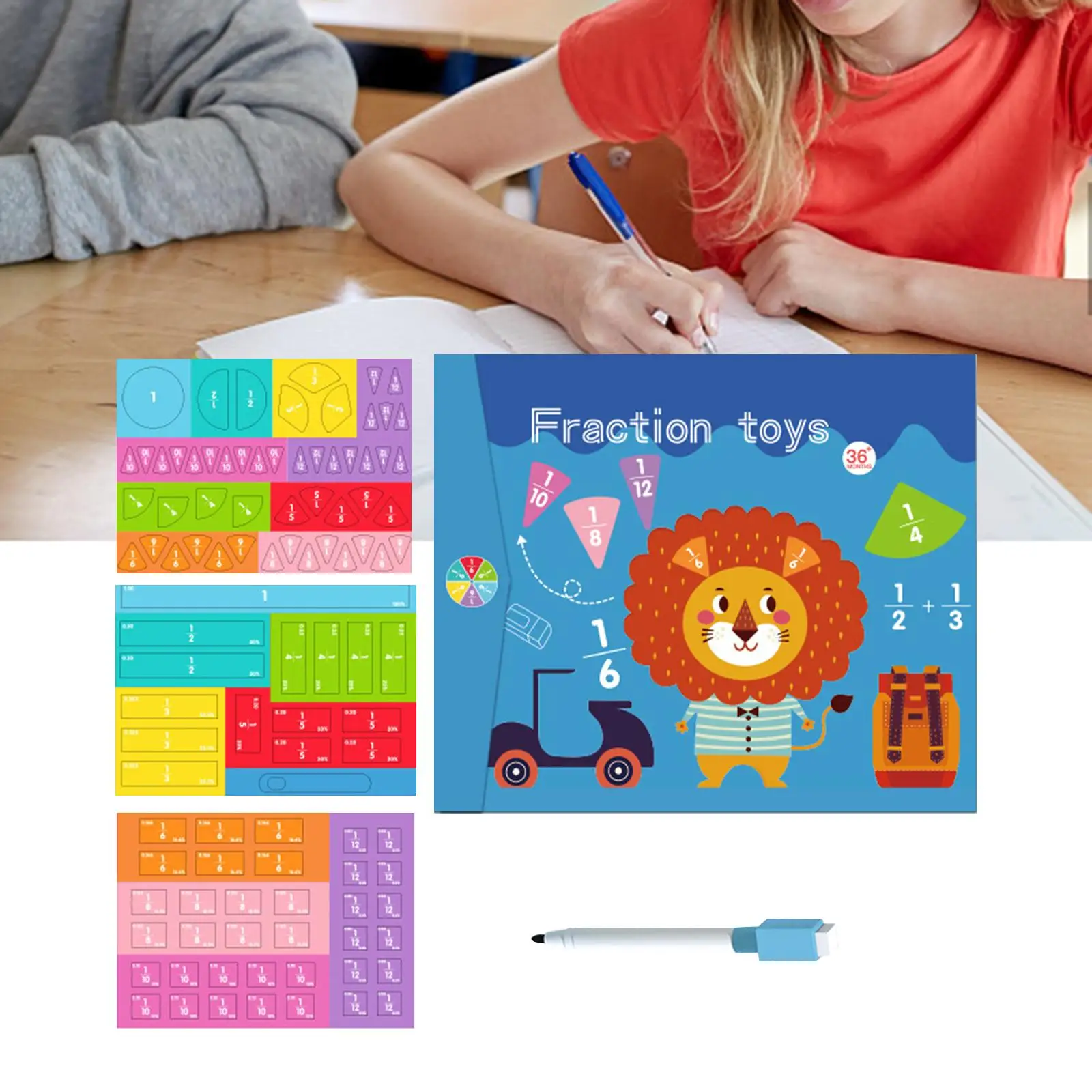 Fraction Learning Math Toy Educational Toy Math Manipulatives for Boy Girls