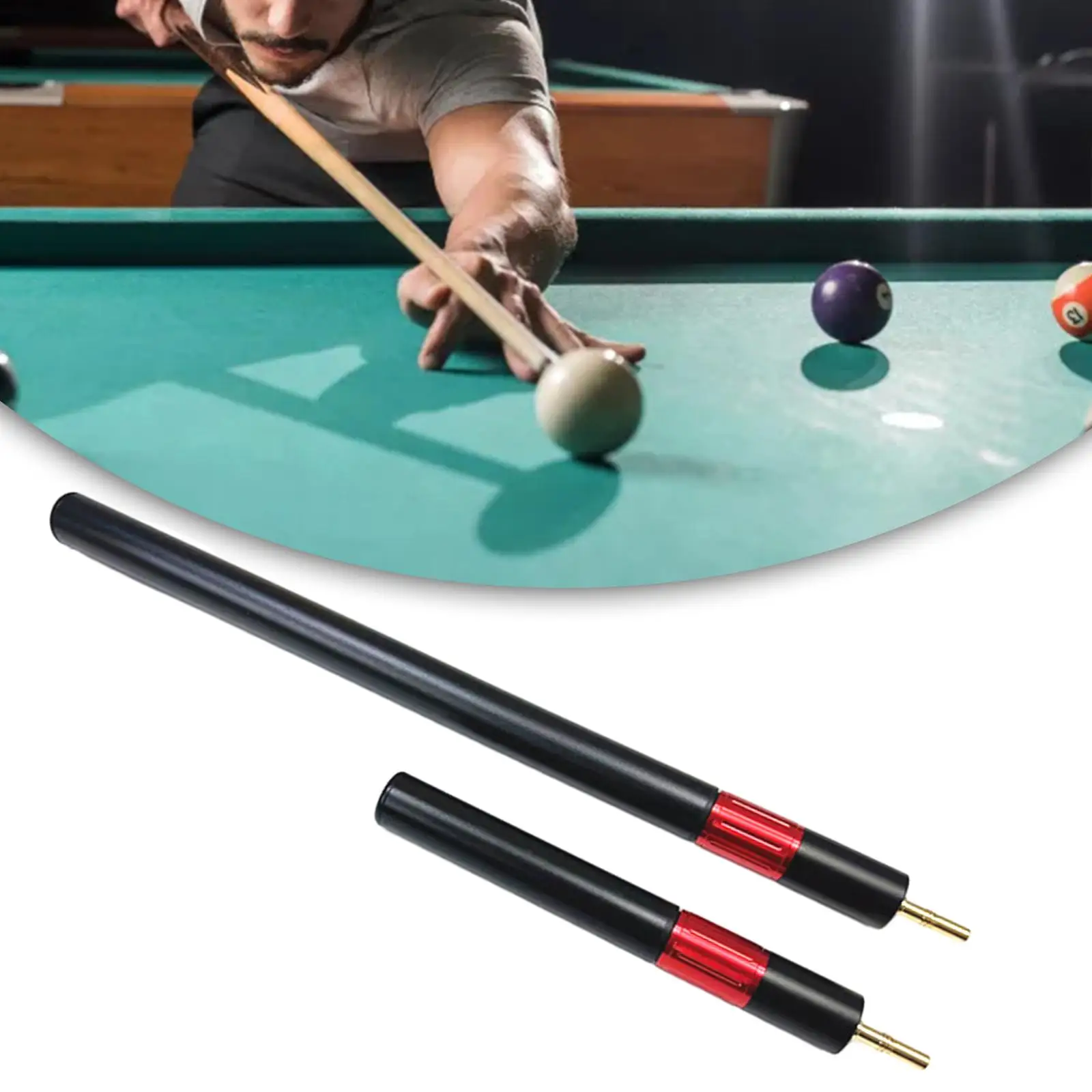 2 Pieces Pool Cue Extender Attachment Portable Aluminum Alloy Billiards Cue