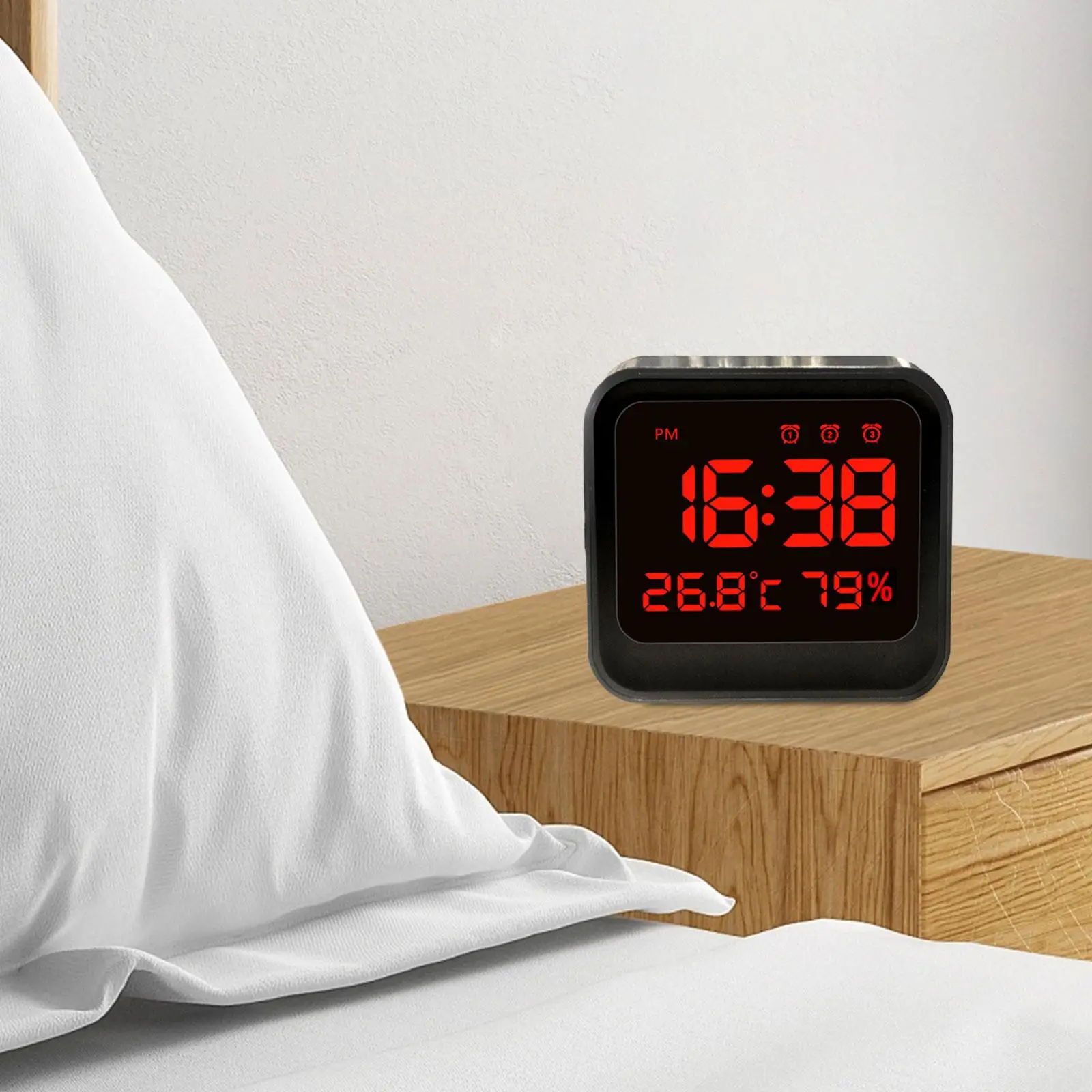 Digital Alarm Clock Temperature Display Large LED Display Bedside Clock for Bedroom Heavy Sleeper Kids Adult Office Bedside