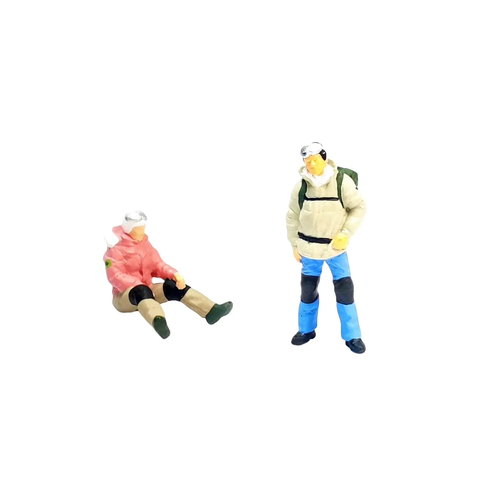 2x Sporting Painted Figures Tiny People Toys Miniature Scene People for Dollhouse DIY Projects