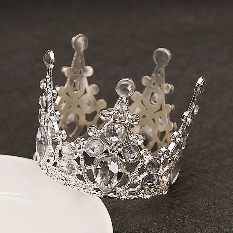 1PC Braut Hochzeit Tiaras Kristall Kleine Krone Geburtstag Kuchen Backen Dekorative Kopf Schmuck kinder Kleine Haar Zubehör – Detail 2