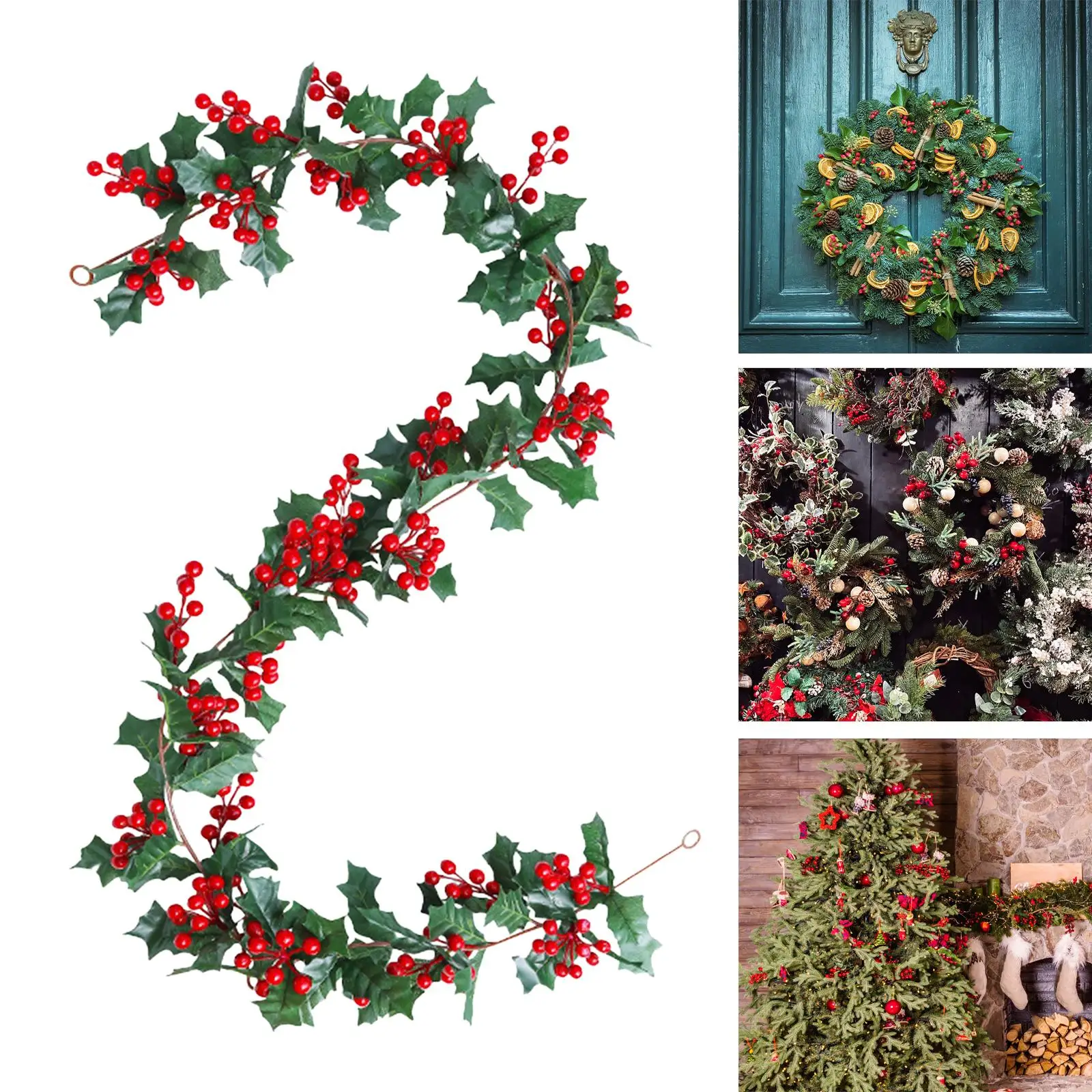 Red Berry Christmas Garland Hanging Portable Creative Christmas Garland for Apartment Festivals Outdoor and Indoor Holidays