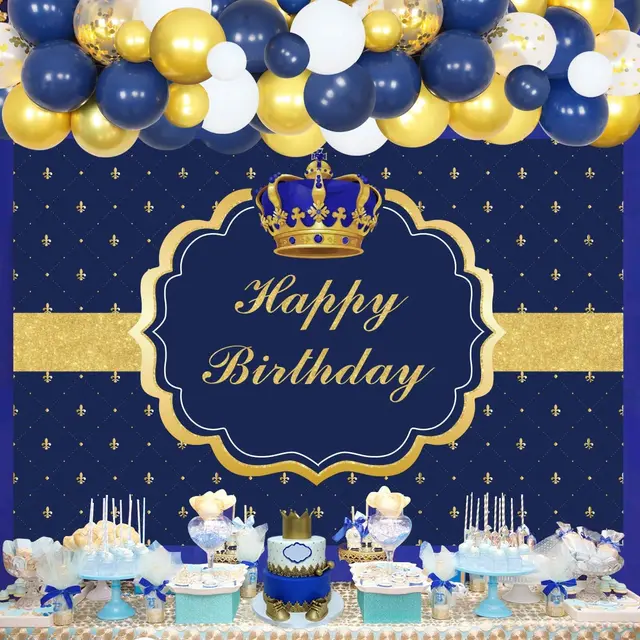 42Pcs Royal Prince Theme Party Supplies for Kids African American Boys  Happy Birthday Backdrop Banner Cake Topper Hanging Swirls - AliExpress