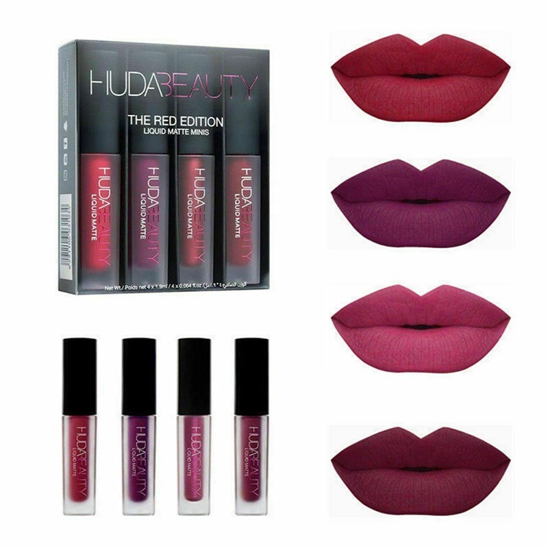 Best of 3g 4pcs HU DA Matte Lip Gloss Set Waterproof Lip Glaze Tint Non-stick Non-Fading Lipstick Lip Makeup Cosmetic Lip Care Reviews & Tips