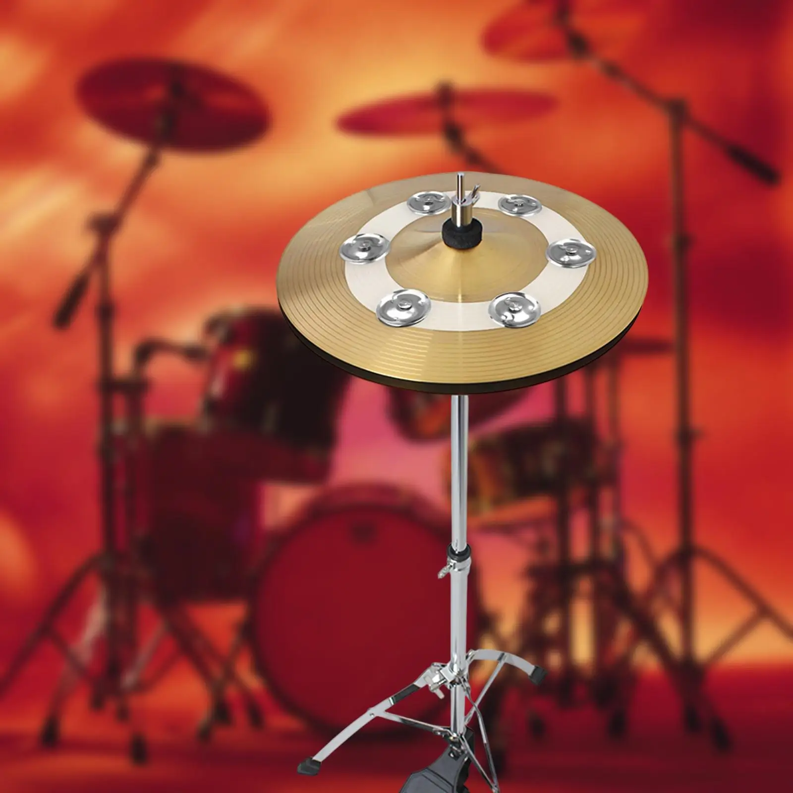 Drum Set Tambourine with Single Row Accessory Professional Drum Cymbals Hihat Tambourine Jingle Jingle Effect Cymbal Tambourine