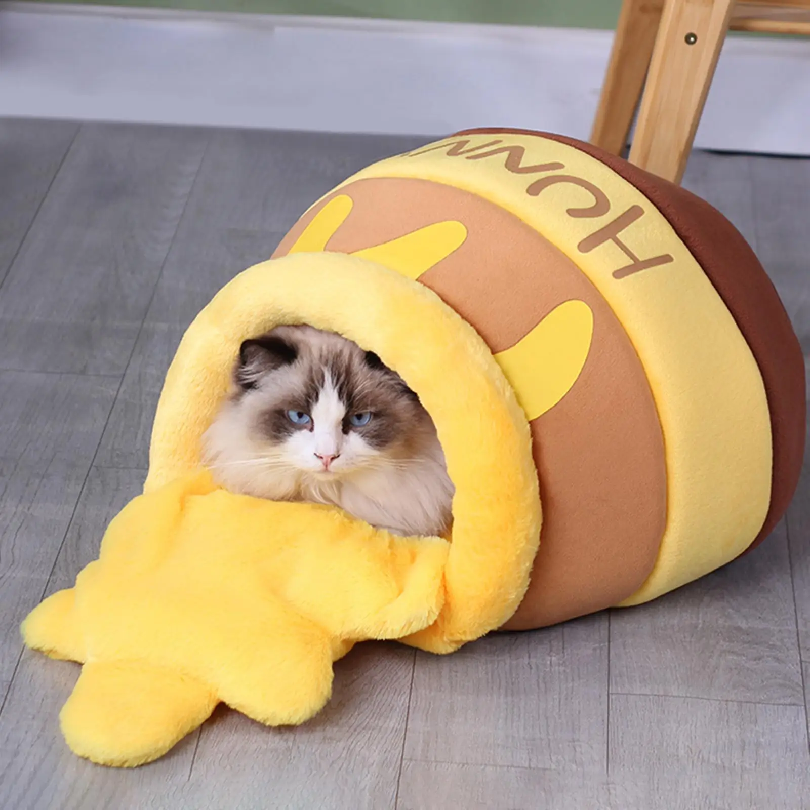 Honey Pot Pet Cat Bed Cozy Cave Removable Cushion House Sleep Bed Warm Soft