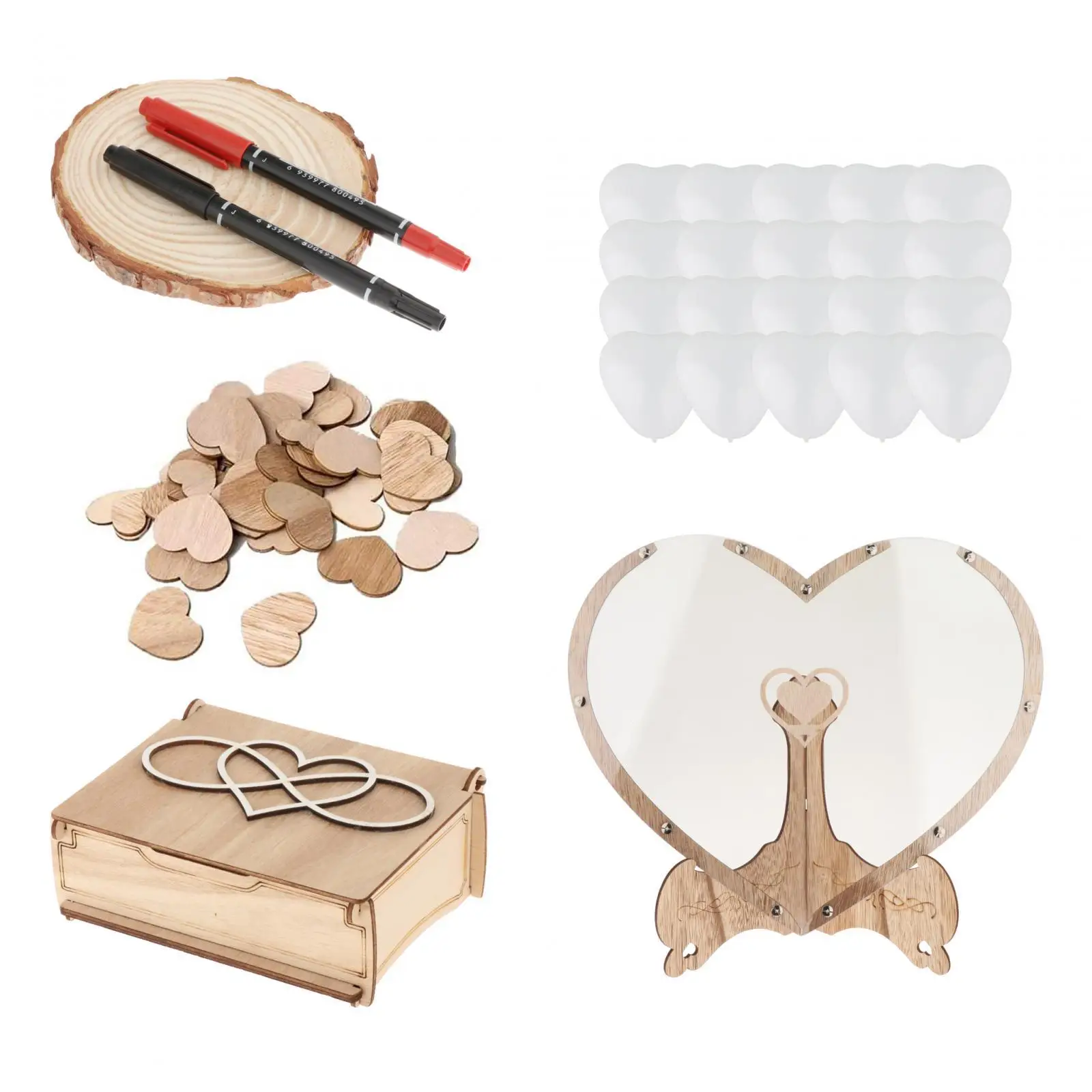 Guest Book Wedding with Wooden Hearts Unique Wedding Guest Book Frame with heart for Table Centerpieces Party Favor Decoration